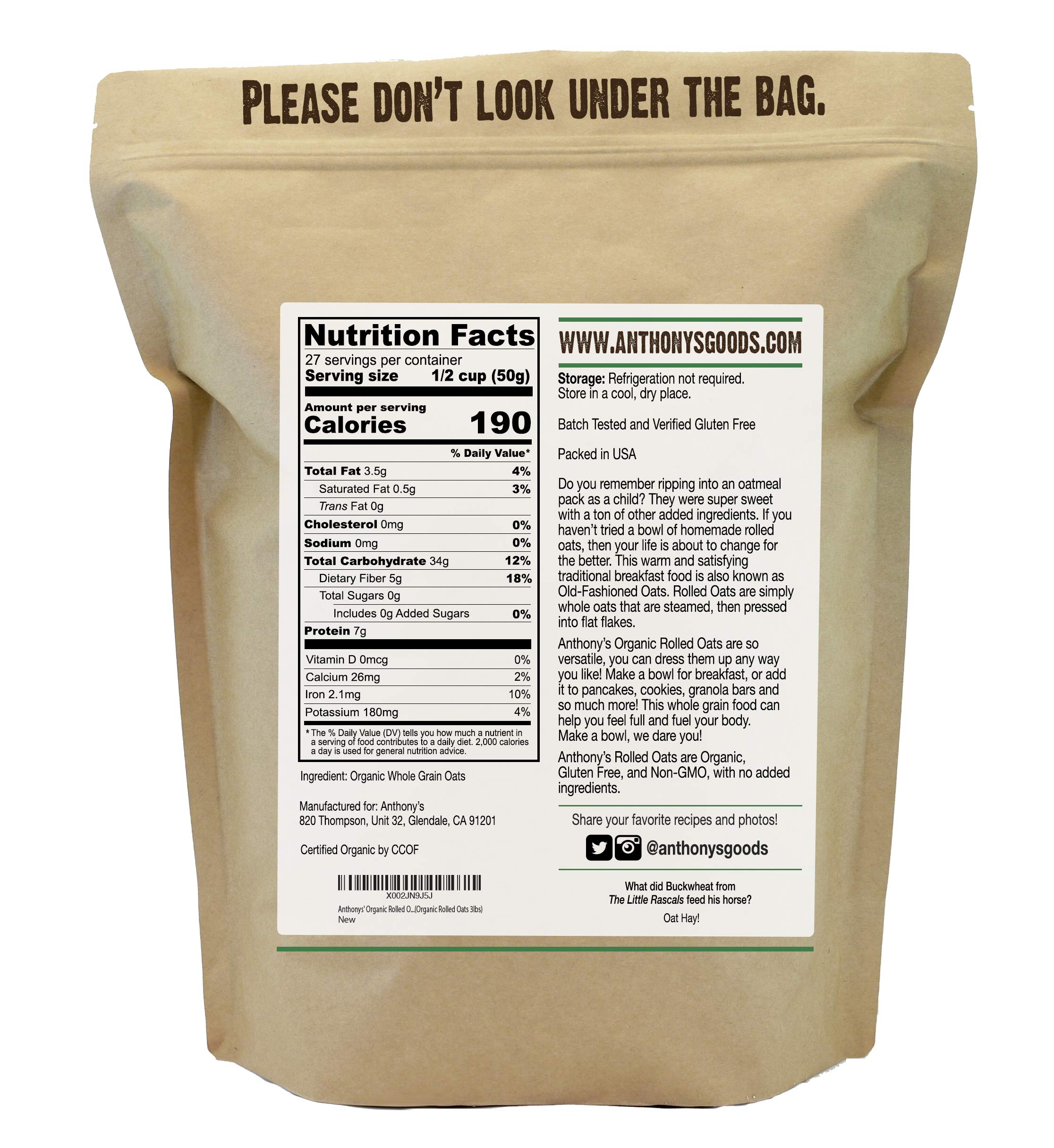 organic gluten free rolled oats