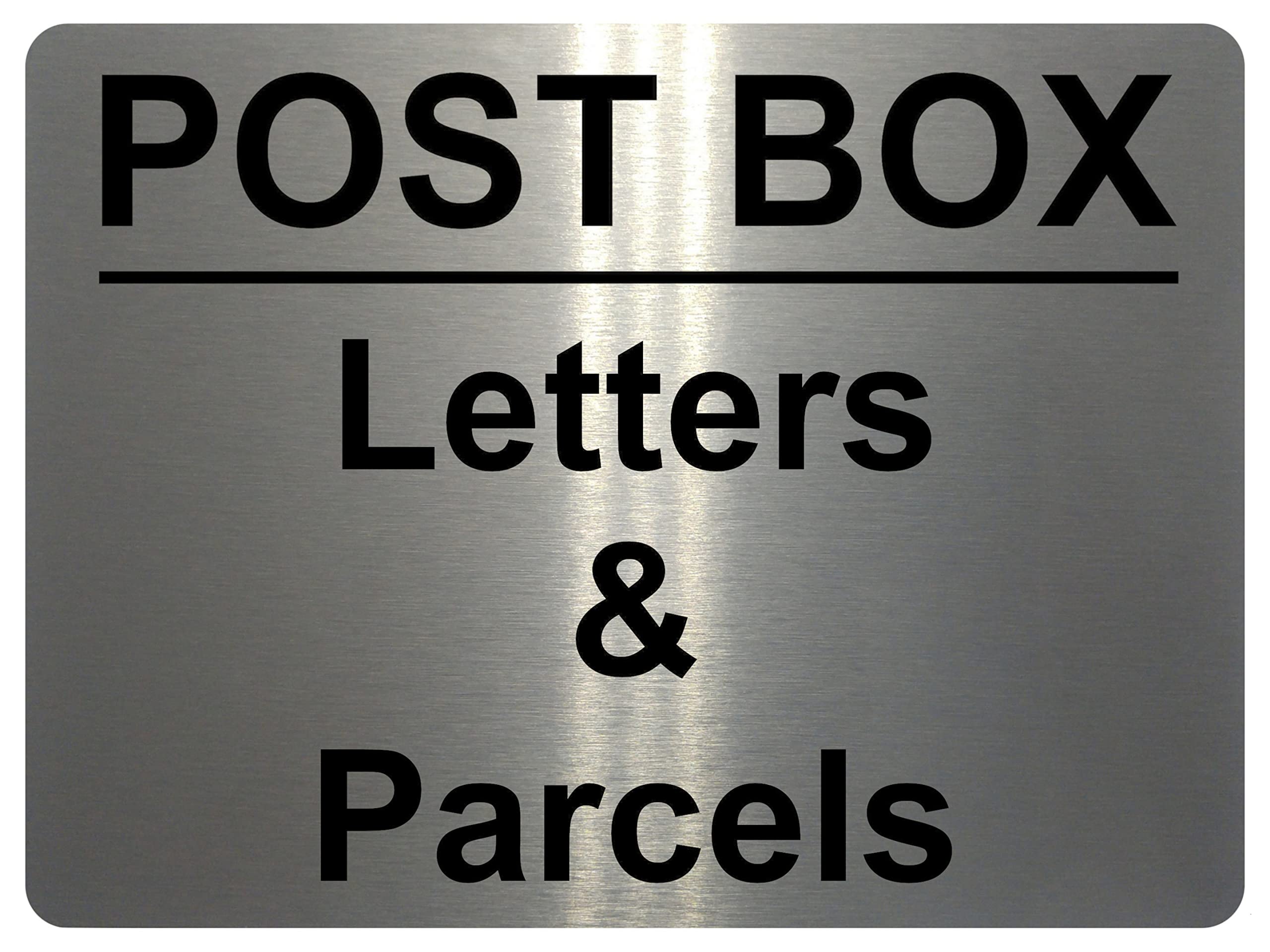 AL014 POST BOX Letters & Parcels Metal Aluminium Plaque Sign Door House Office (20x15cm, Brushed Silver)