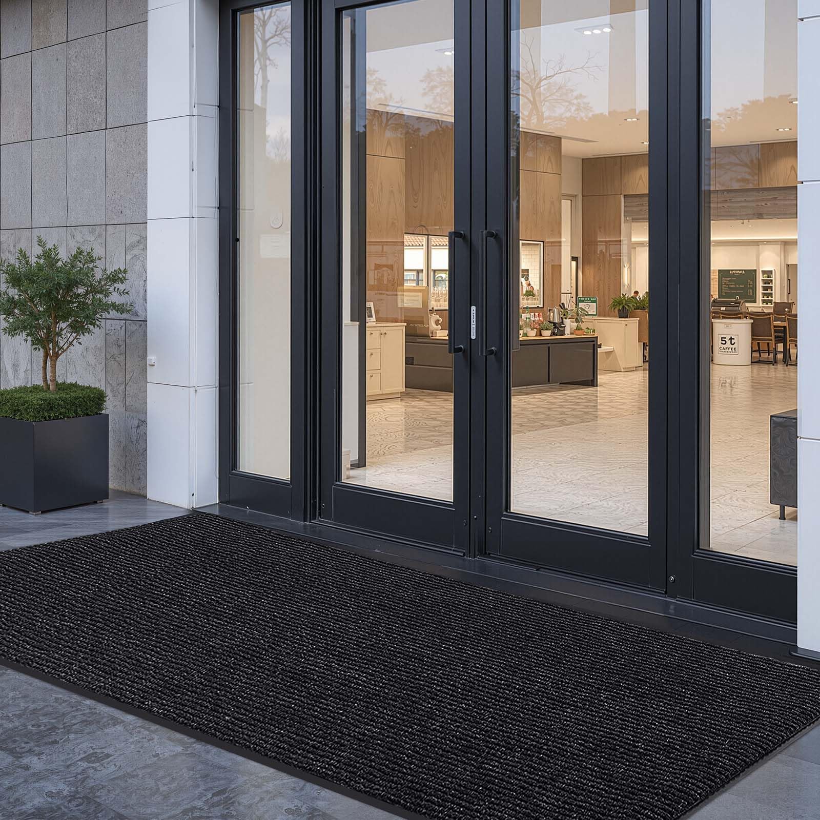 VEVOR Zerbino per Ingresso, 3048 x 914 mm, Tappetino per Interni ed Esterni, Tappeto Industriale a Righe con Supporto, Tappeto d'Ingresso Lavabile Resistente per Corridoio, Balcone, Grigio