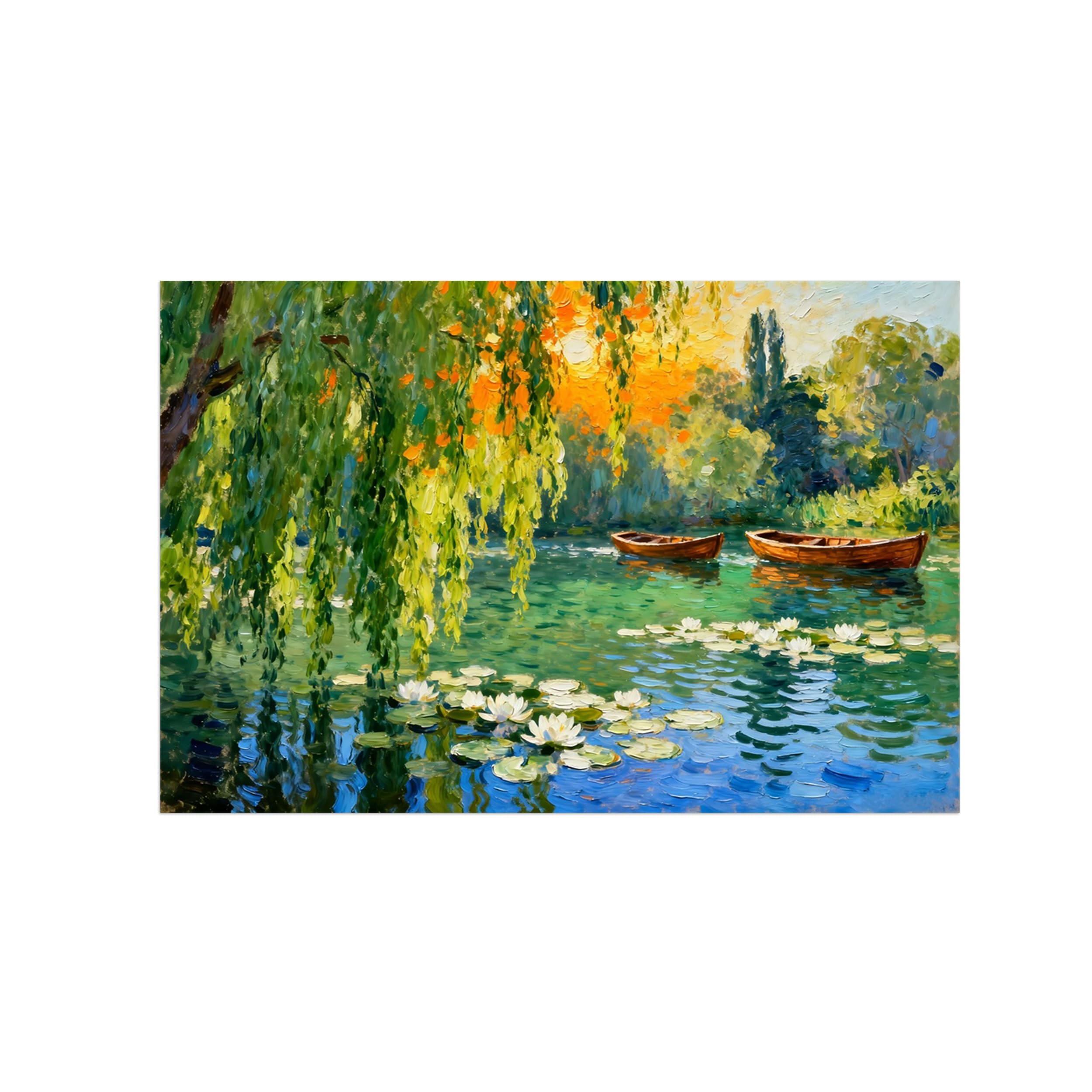 Ozpwbvy Unframed Tree River Landscape Canvas Wall Art Picture 80X120cm