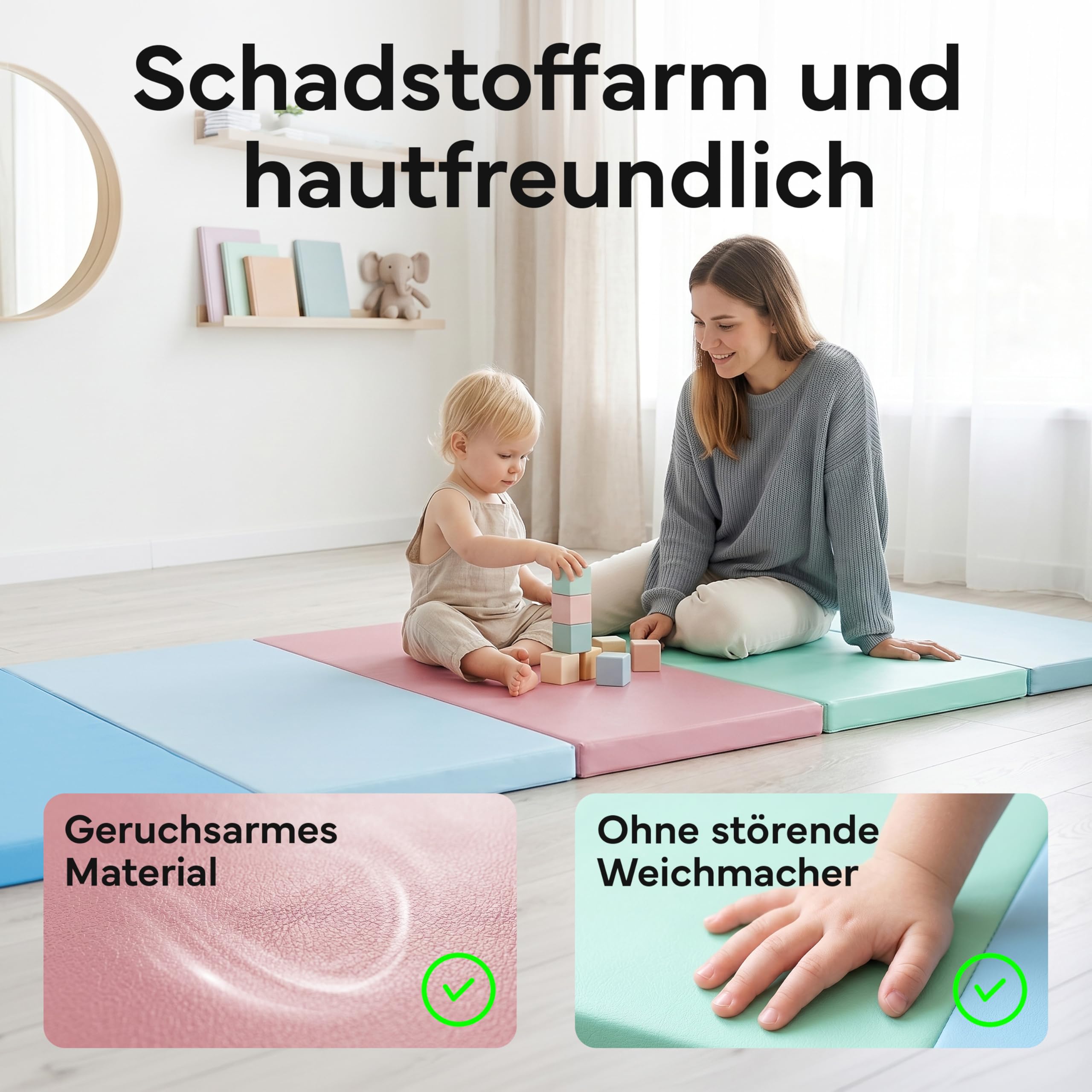 NEOLYMP Turnmatte klappbar - Faltbare Gymnastikmatte für Zuhause - Dicke Fitnessmatte für Kampfsport, Yoga & Pilates - Weiche Bodenmatte mit Tragegriff & Klett-Verbindung - Platzsparende Sportmatte