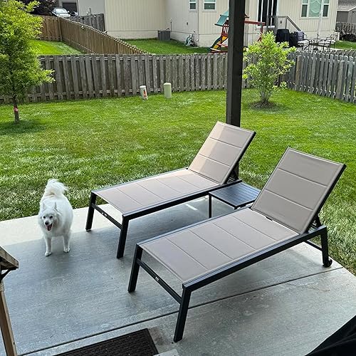 Miniatura 40 de PURPLE LEAF Juego de tumbonas para patio de 2 piezas de textileno con ruedas, silla para tomar el sol para patio al aire libre
