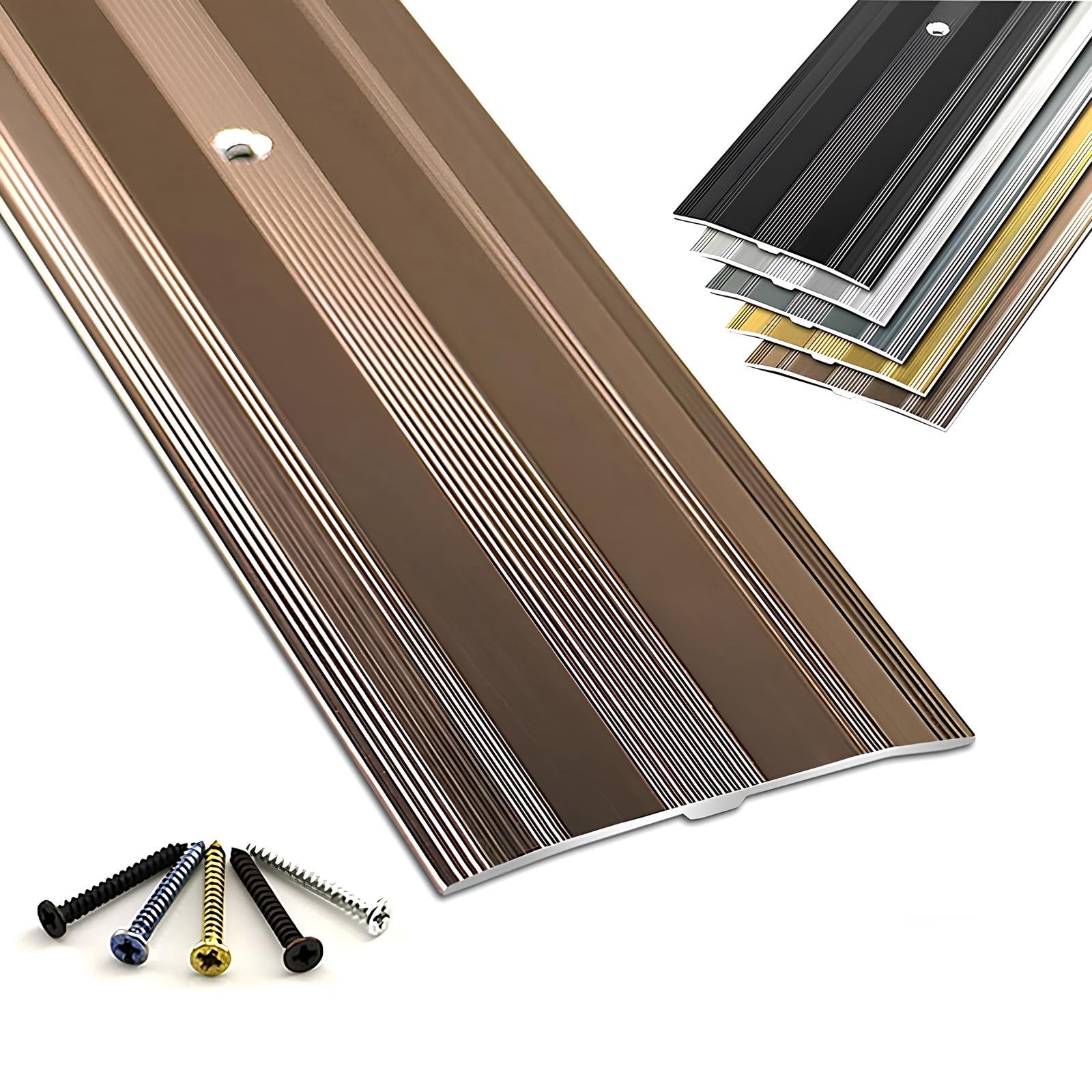 60mm Wide Carpet Metal Cover Trim Door Bar Threshold - 80cm-150cm Transition Threshold Strip - Metal Covers Flooring Gaps(Rose Gold,100cm/39.4in)