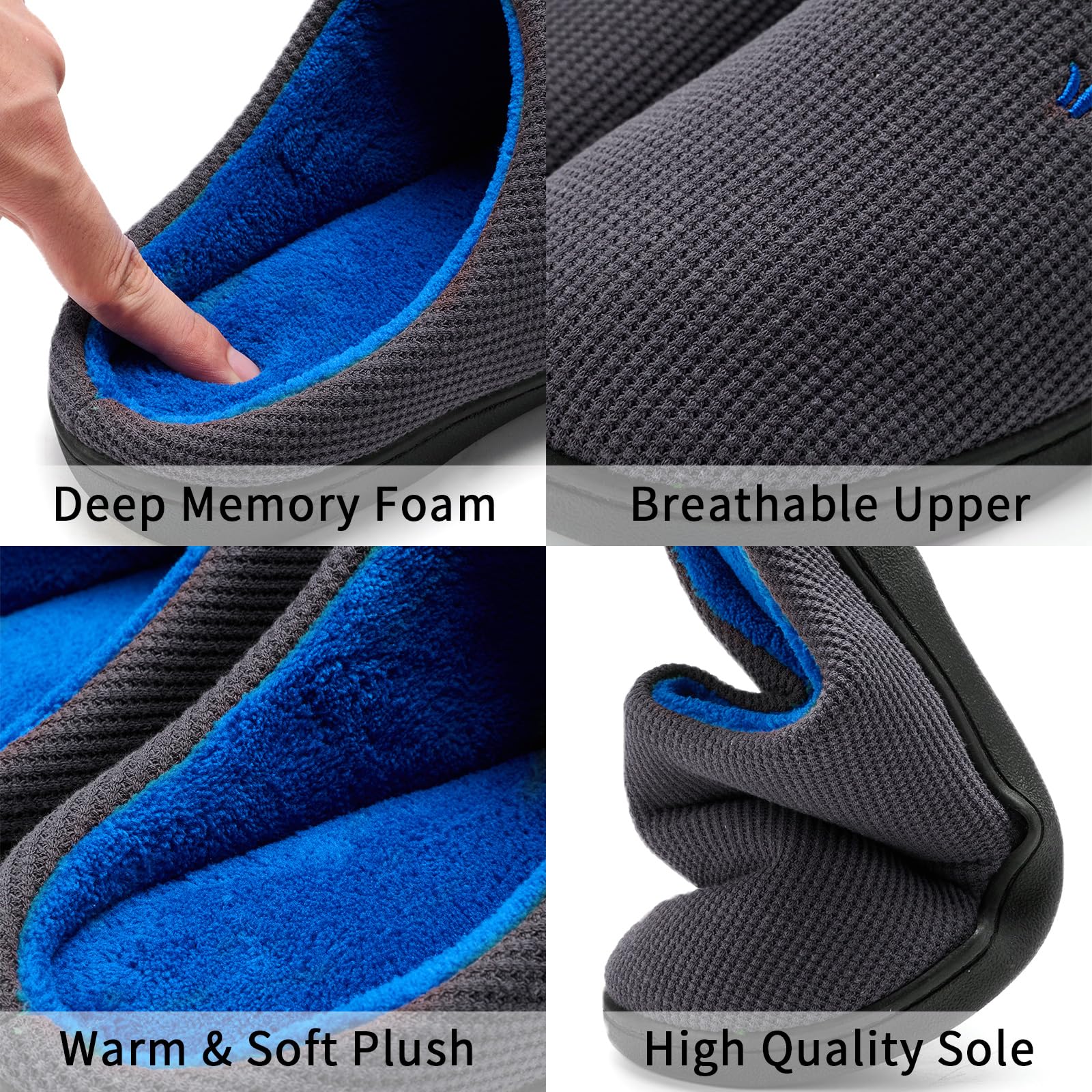 welltree Pantofole uomo donna casa morbido peluche memory foam inverno interno camera da letto caldo cotone scarpe antiscivolo