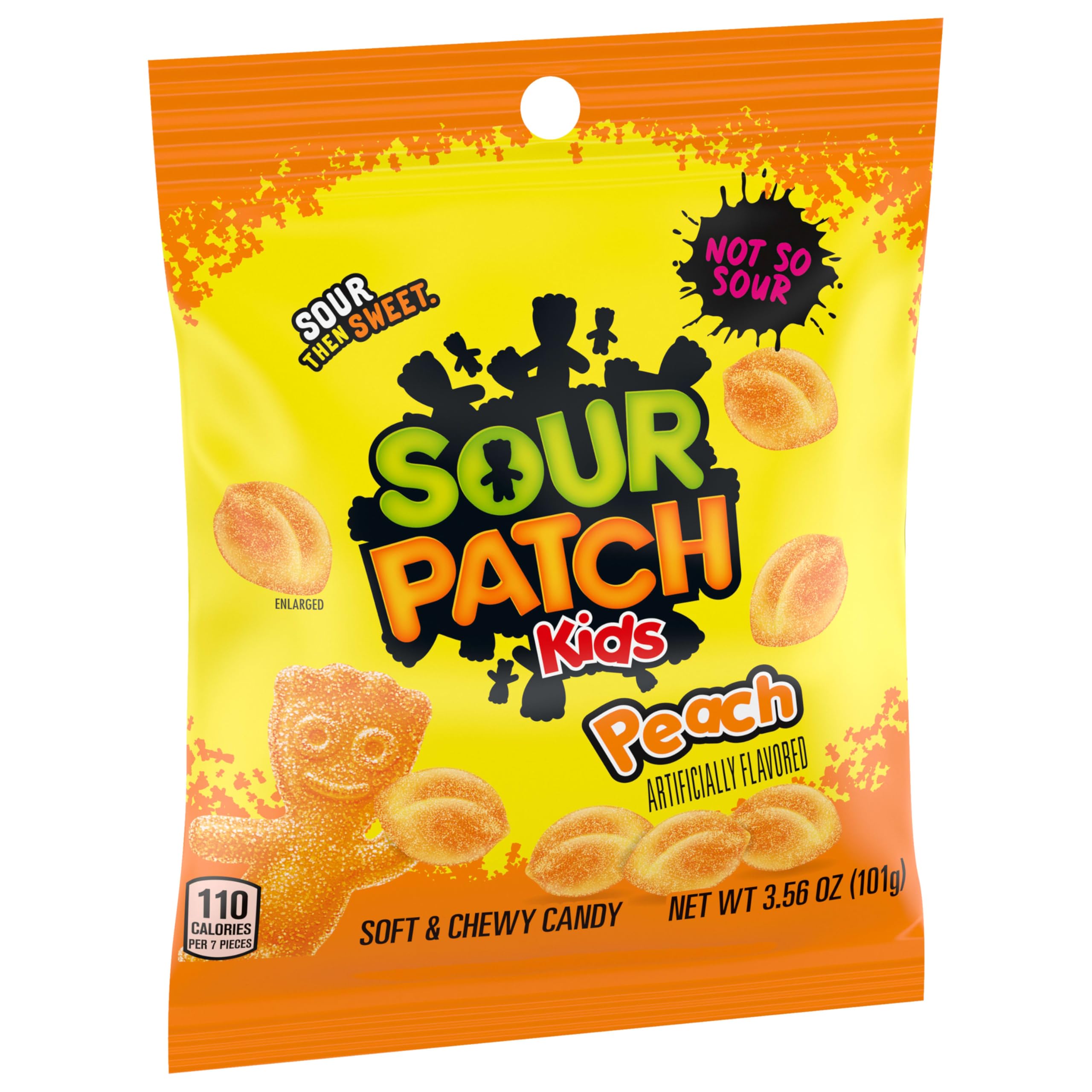 SOUR PATCH KIDS Caramelos suaves y masticables de melocotón, bolsas de 101 g, paquete de 12