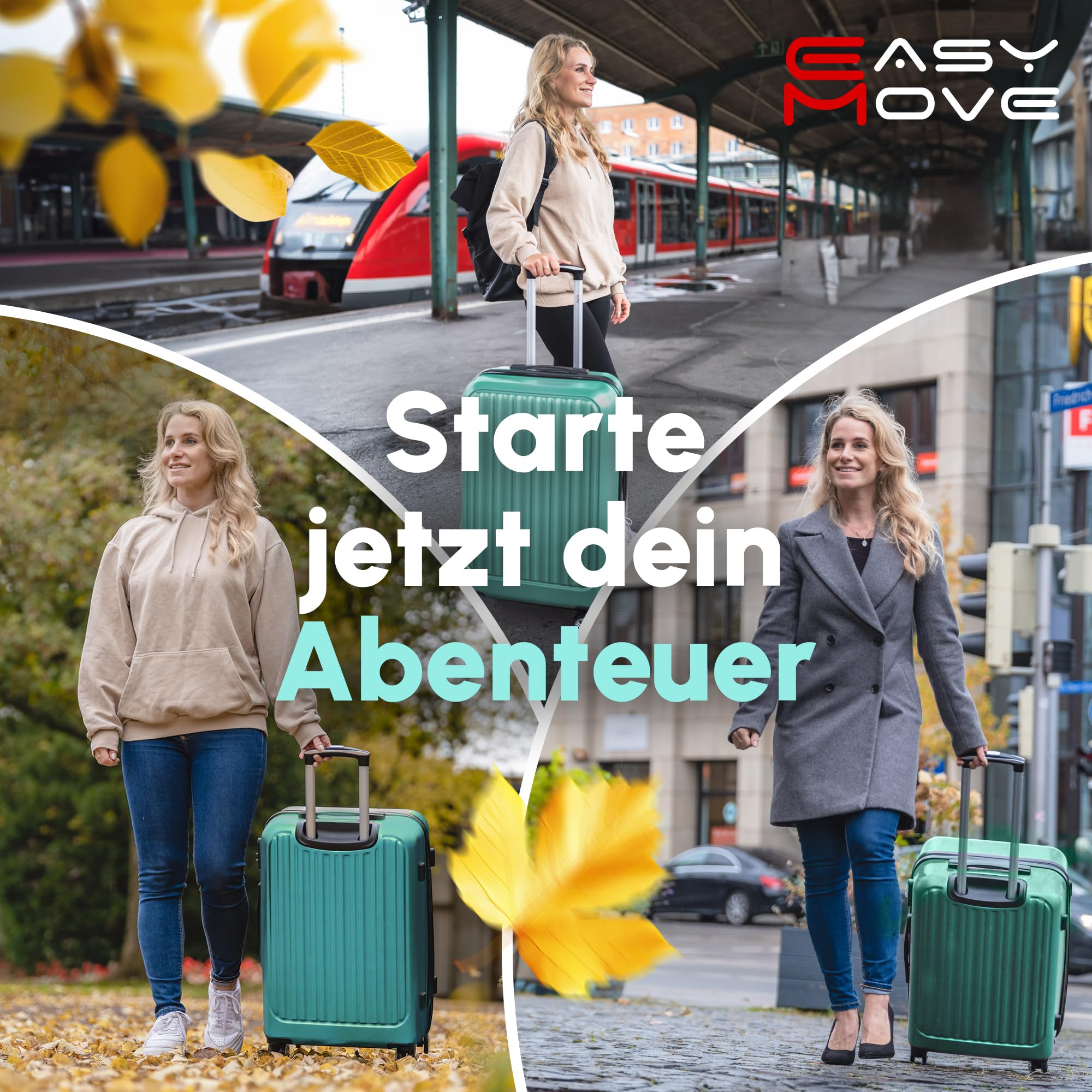 ABS Hartschalenkoffer - Ergonomisch & Sicher - Kleiner Trolley Koffer mit 360° Rädern, Zahlen Schloss - Rollkoffer, Reisekoffer Klein (Silver Green, 54cm)
