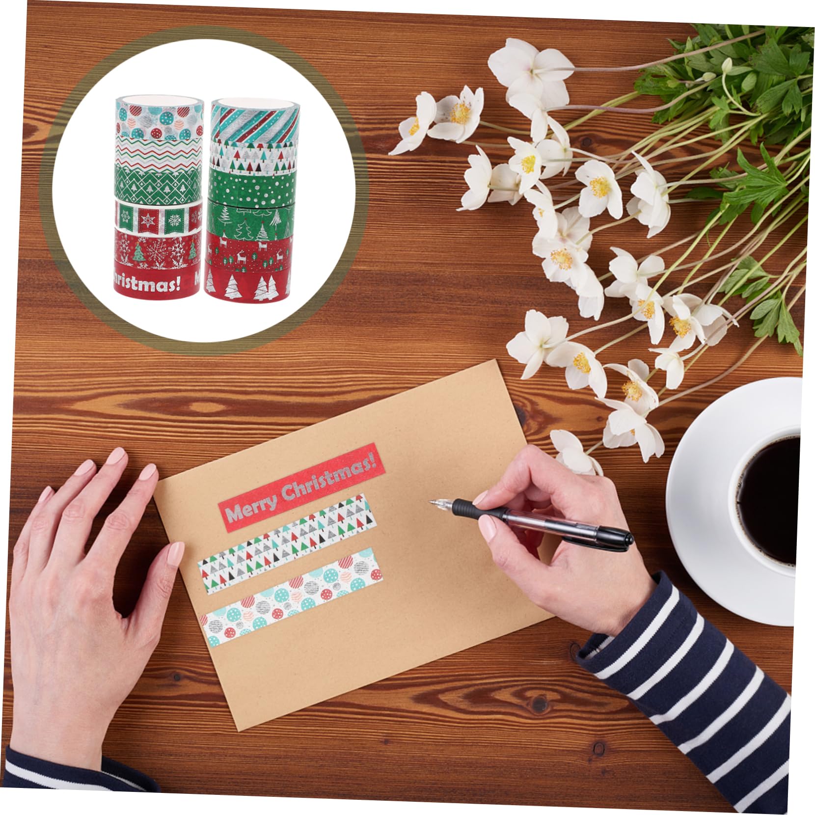 NUOBESTY 36pezzi Nastro Washi Decorativo Natalizio Oro Da Adesivo Per Scrapbooking e Pianificazione Decorazioni Creative Per Feste Di Natale e Regali