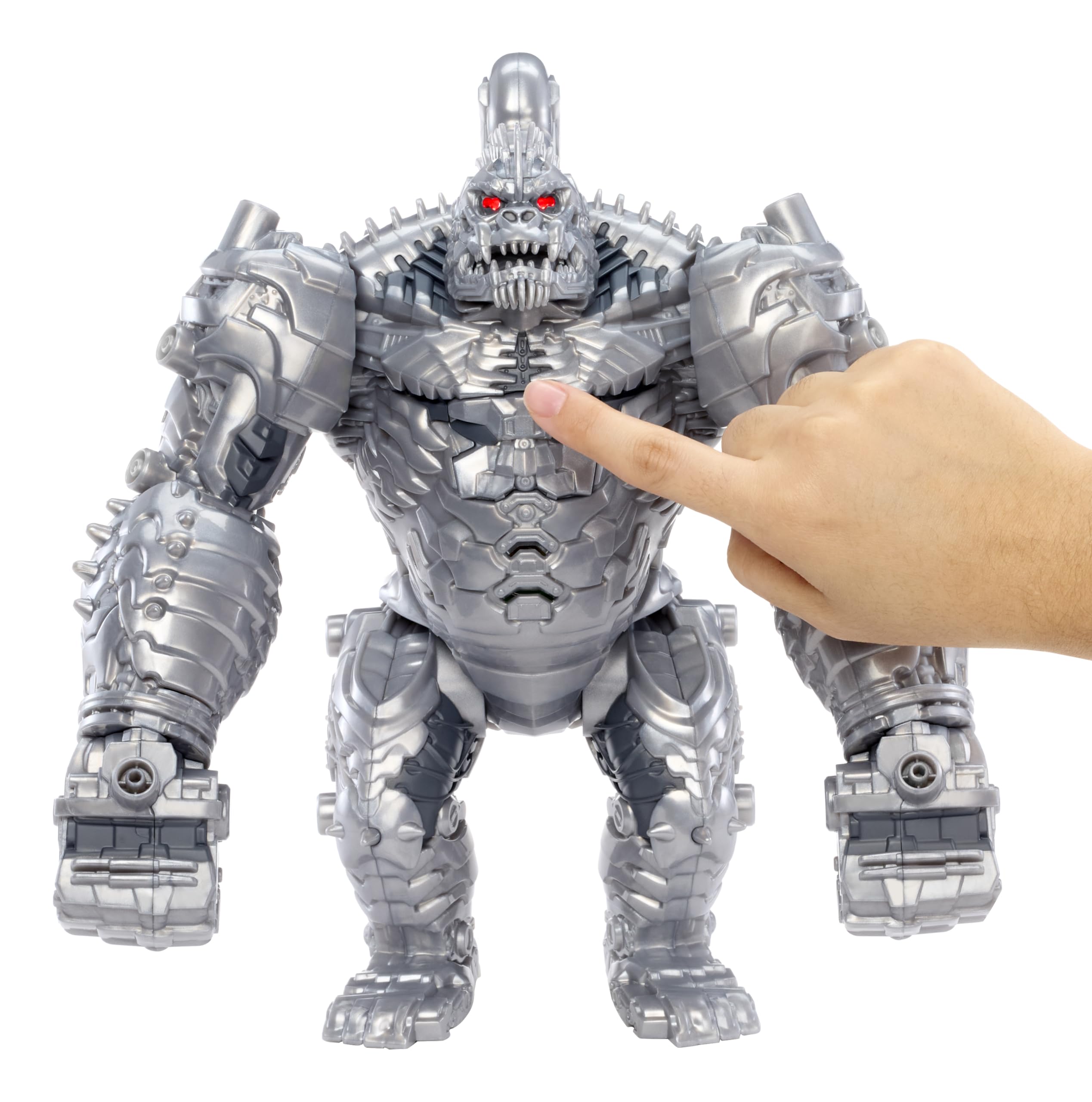 King Chrome Feature Villain Figure - Figura de acción de 30,5 cm del Villano King Chrome de Armorsaurs con Luces, Sonidos, función de puñetazo y Accesorios de Lanzamiento, para +6 años