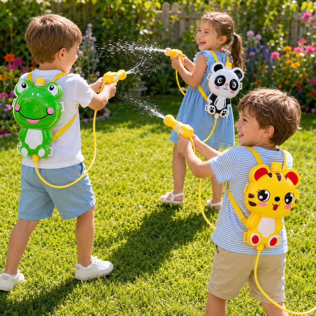 Mochila De Agua Con Pistola – Depósito De 23 Cm Con Manguera, Diseño Aleatorio De Animales, Para Verano