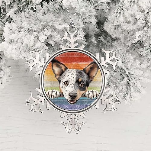 Miniatura 10 de Dogo Argentino - Adornos de copo de nieve de metal para Navidad, diseño de Dogo Argentino, lindo y divertido para perros que se asoman, adornos de