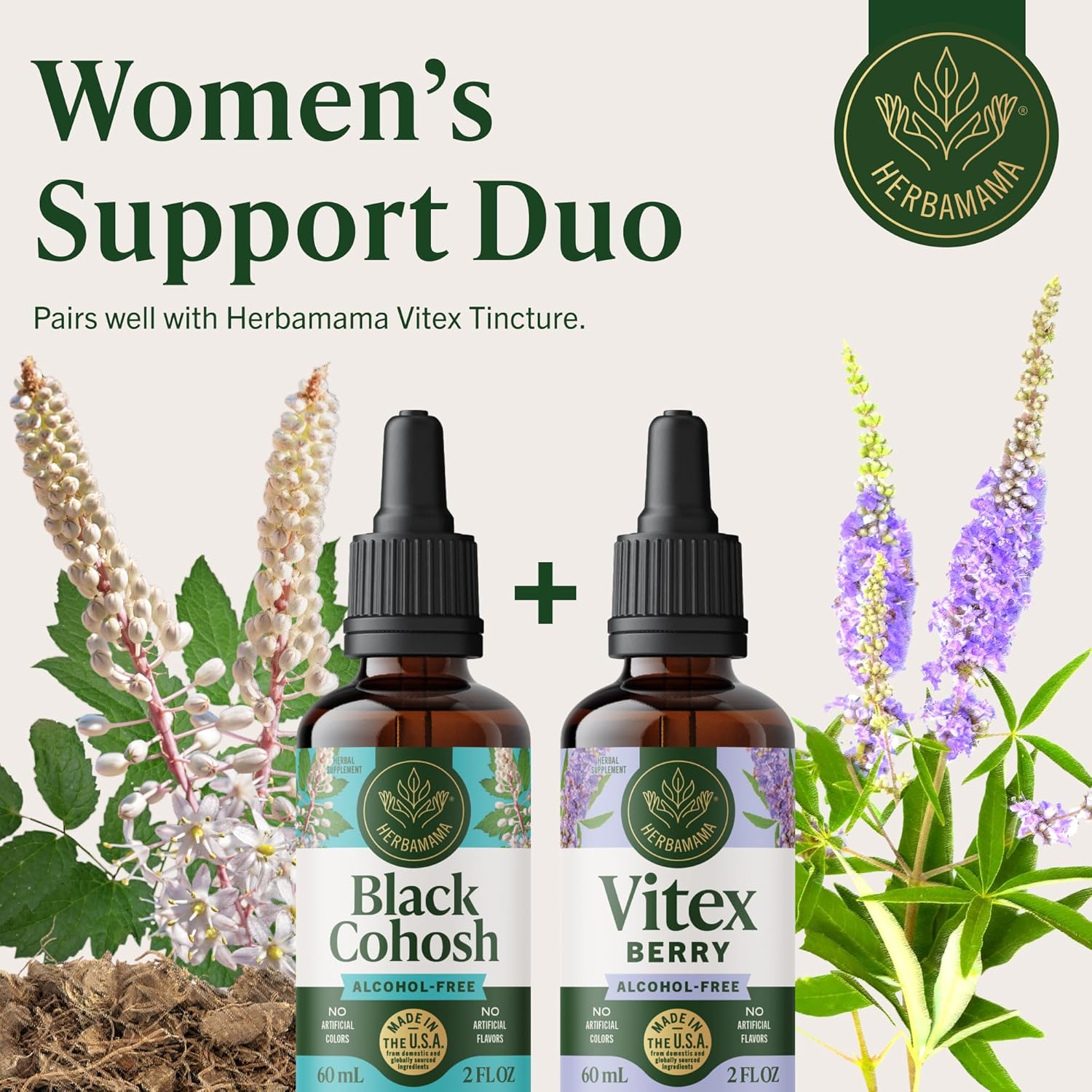 HERBAMAMA Black Cohosh Tincture - Vegan Women's Support with Black Cohosh Root Extract Drops - Non-GMO, Alcohol & Sugar-Free Liquid Herbal Supplement, 84-Day Supply - Image 7