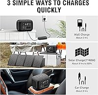 Vista 6 de Solar Powered Generator 300W Peak/70400mAh, 260Wh Portable Power Station with Panels 40W Included, Solar Generator with AC Outlet 110V for Home Use