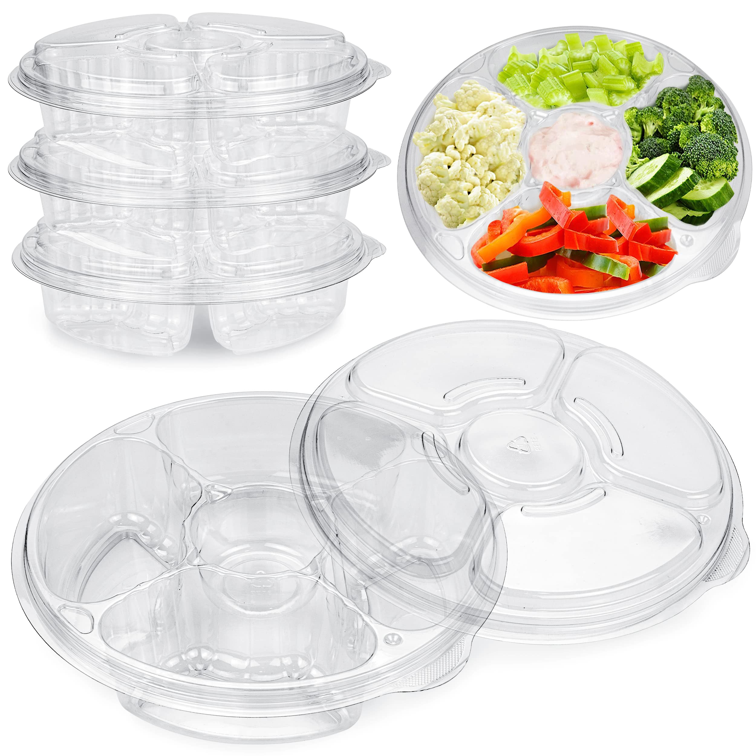 Buy [8 Pack] 10 Inch Round Plastic Appetizer Tray with Lid 5