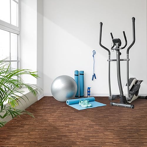 Miniatura 4 de Sorbus Losetas de suelo de madera veteada, esteras de espuma EVA entrelazadas, losetas de 38" de grosor para suelos de madera, esteras de ejercicio