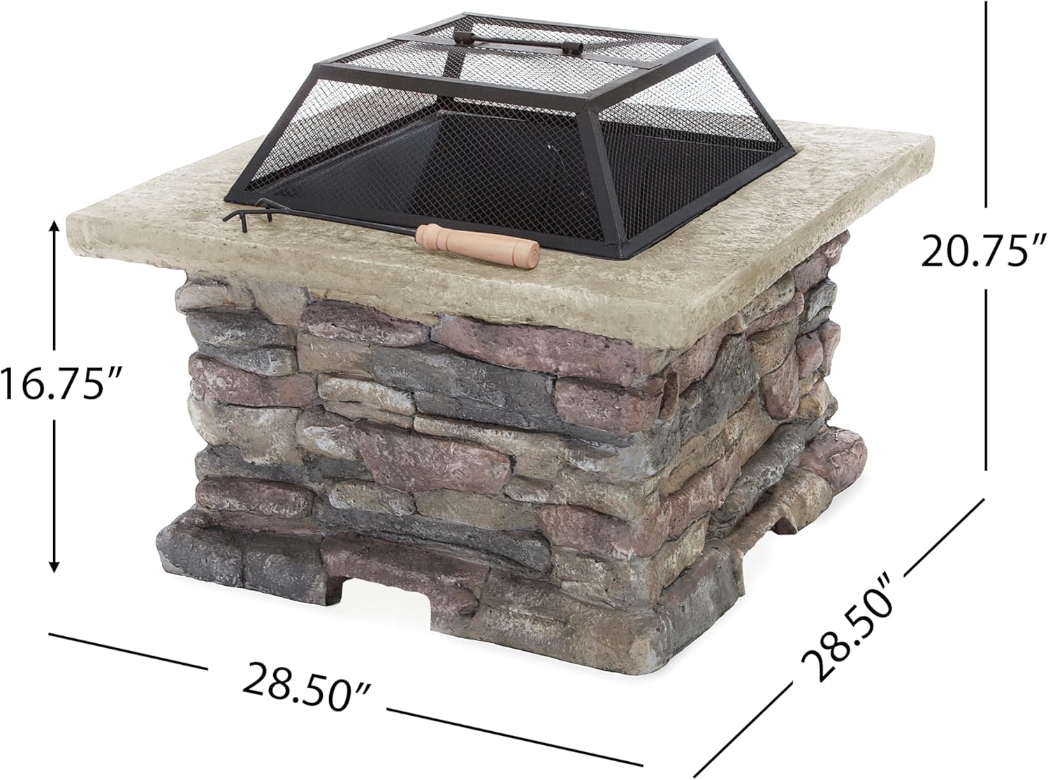 Christopher Knight Home Corporal Square Fire Pit, Stone