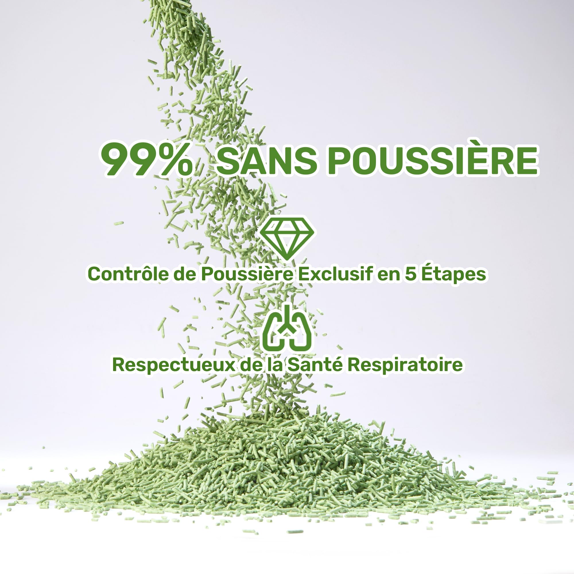 FUKUMARU Litière pour Chats en Tofu 10,8 kg, Litière Agglomérante, Contrôle des Odeurs avec Parfum de Thé Vert, sans Poussière et Facile à Agglomérer, Jetable dans Les Toilettes
