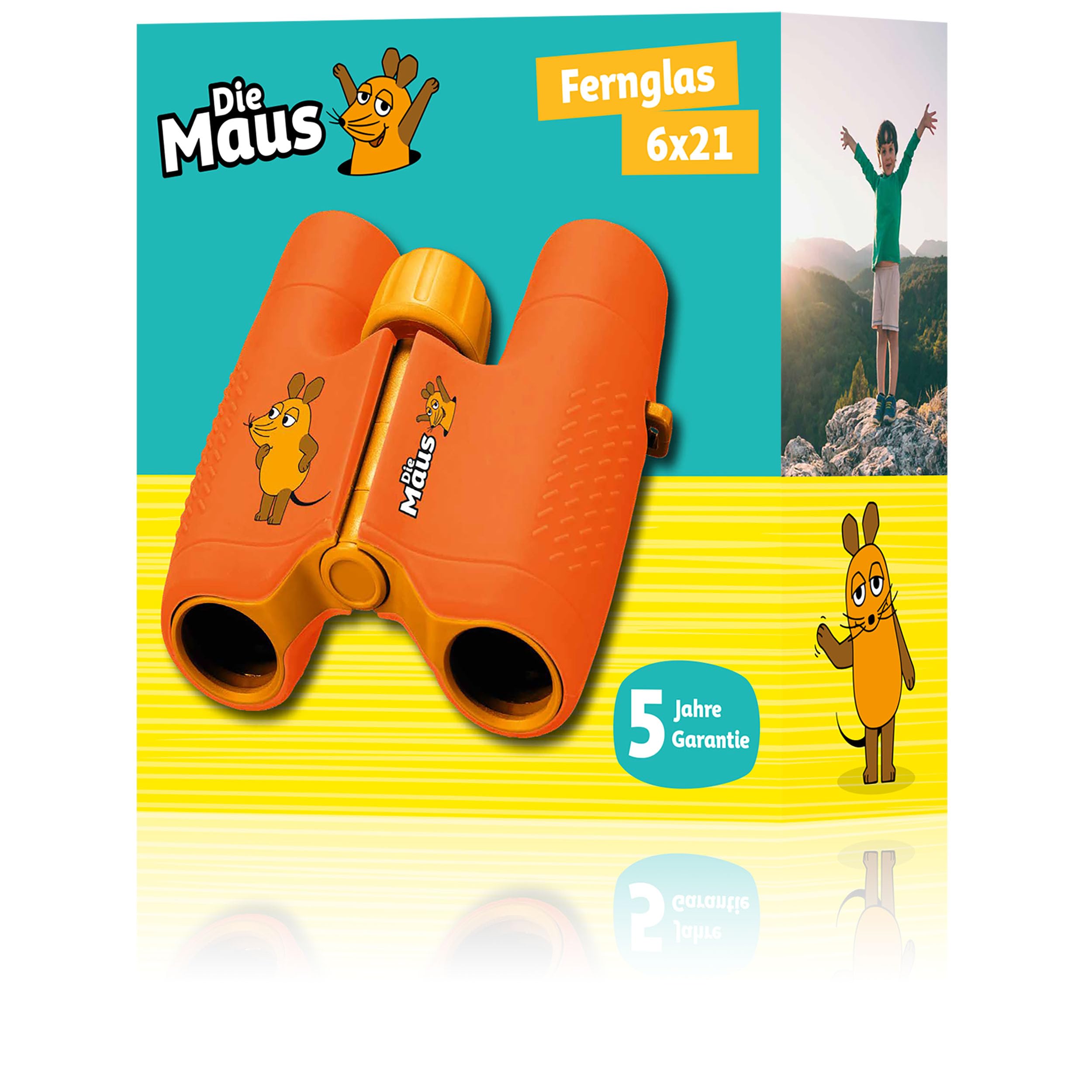DieMaus Binocolo 6x21 per bambini con borsa - Binocolo robusto e leggero per giovani esploratori
