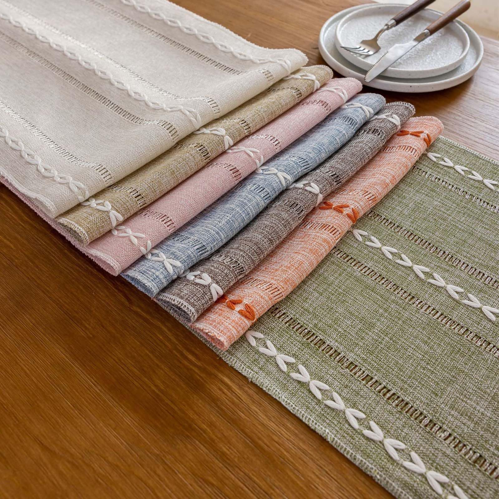 Runner da tavolo in cotone e lino, stile rustico, con nappe a mano, decorazione per tavolo da cucina, tovaglia per feste, sala da pranzo, decorazione per tavolo da dessert, adatto per autunno e