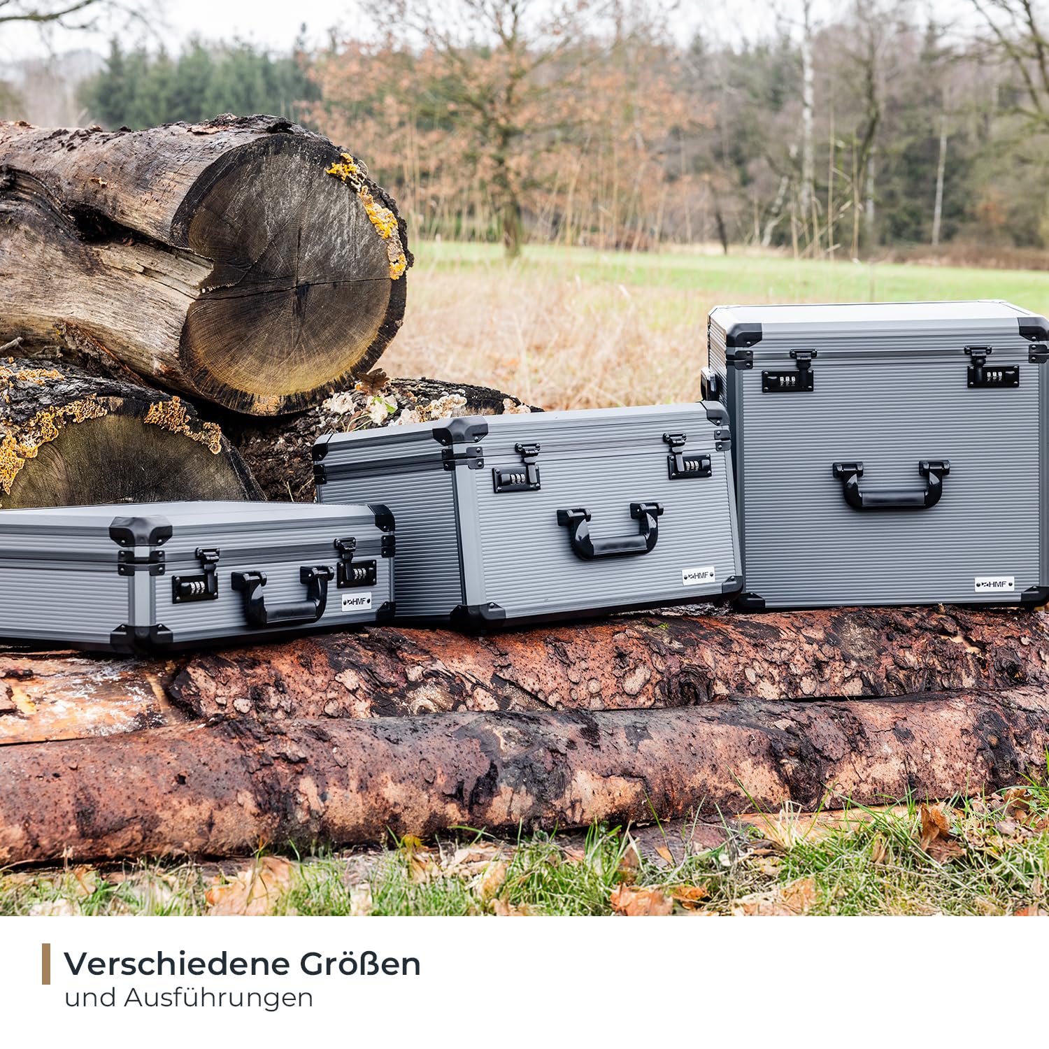HMF 14402-02 Alu Fotokoffer, Waffenkoffer mit Rasterschaumstoff | 46 x 33 x 15 cm