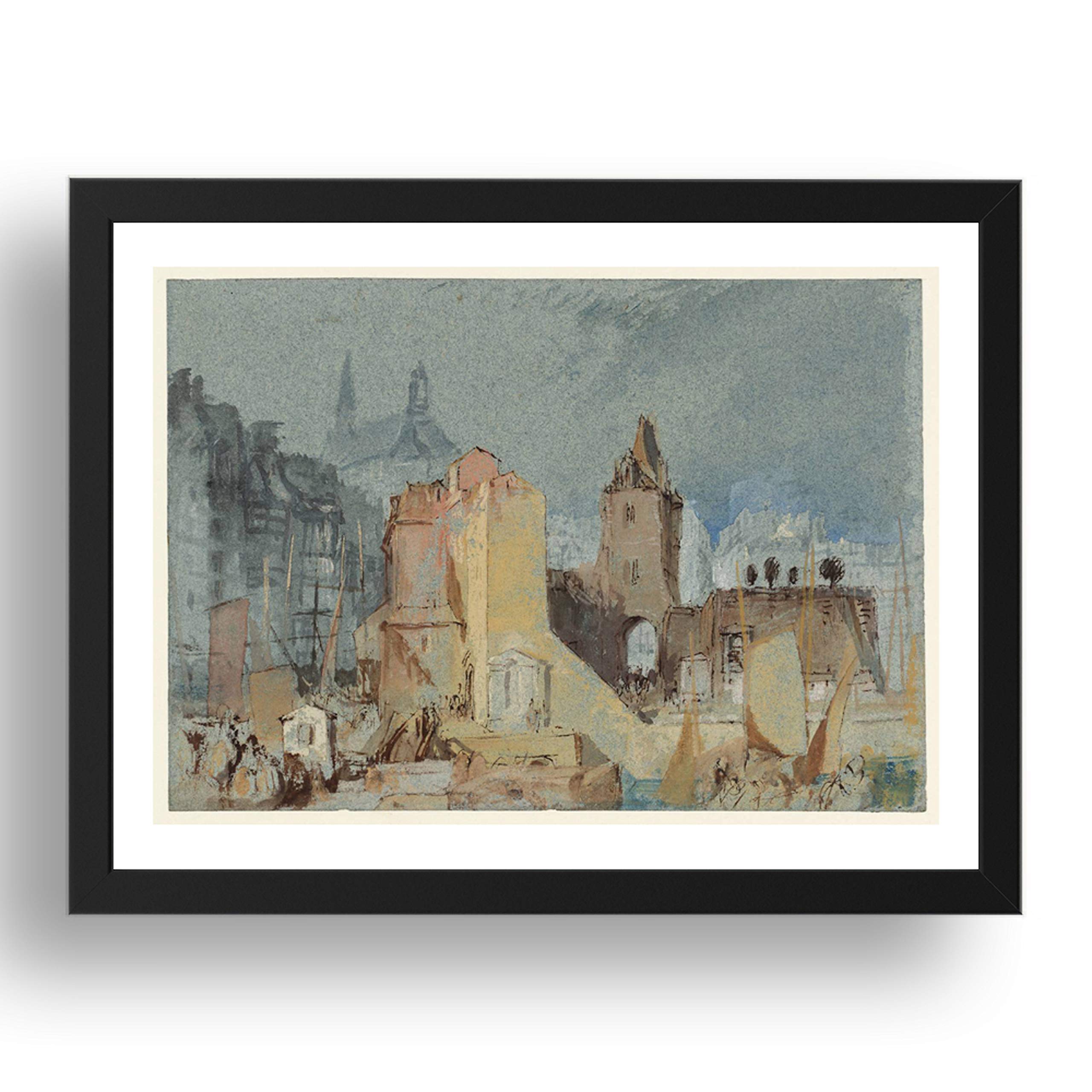 Affiche Turner Honfleur Le Vieux Bassin 1832 Cadre Noir A1 Art Vintage