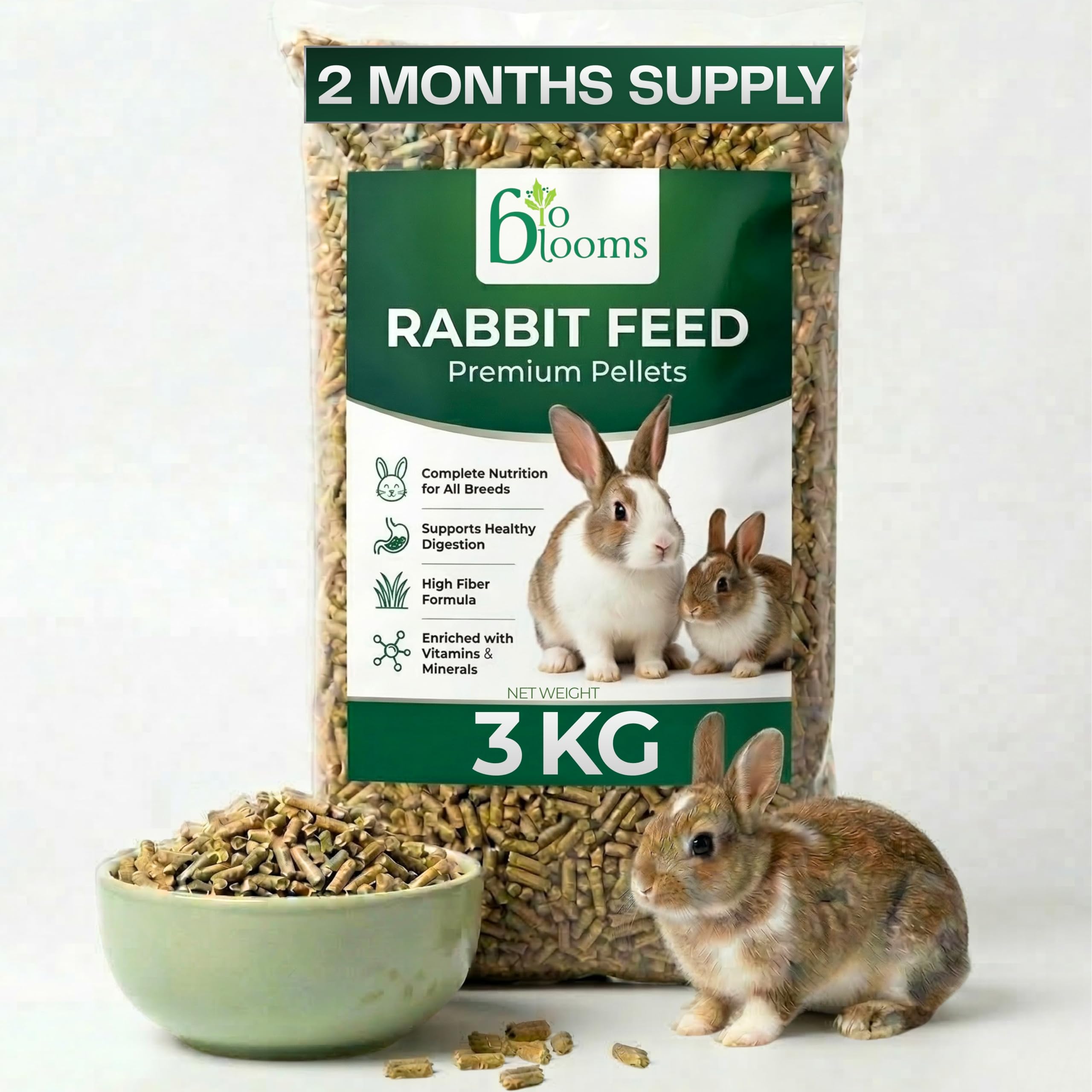 BIO BLOOMS AGRO INDIA PRIVATE LIMITED Nutritious Supplement Feeds For Adult Rabbit (3Kg), Pellet-image-47