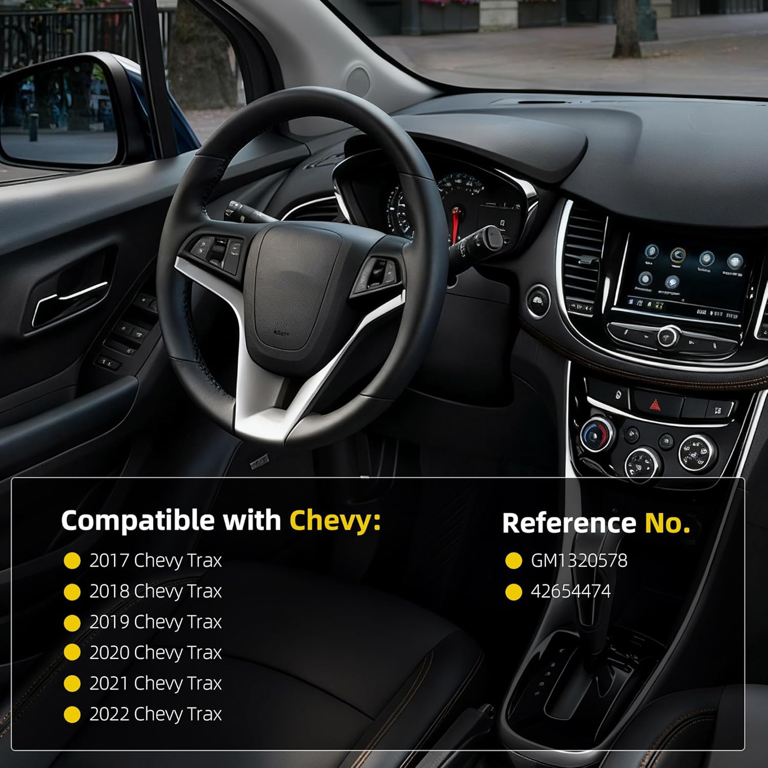 Dasbecan Left Driver Side Mirror Compatible with 2017-2022 Chevy Trax with Power Glass, Manual Folding, Non Heated, Black Mirror Cover Replace# GM1320578 42654474 (3Pins)