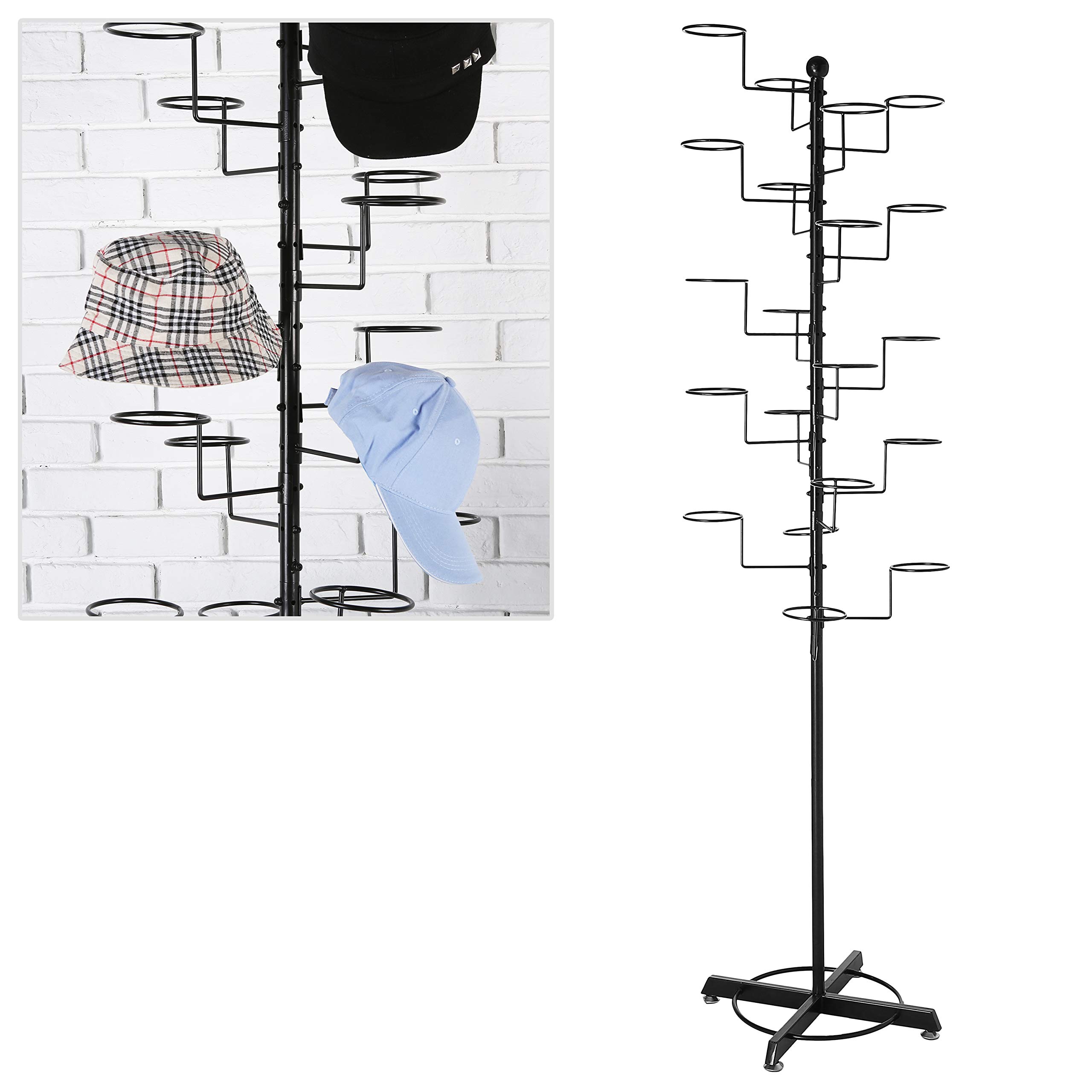 MyGift Modern Large Freestanding Hat Rack Stand, Black Metal Retail Wig