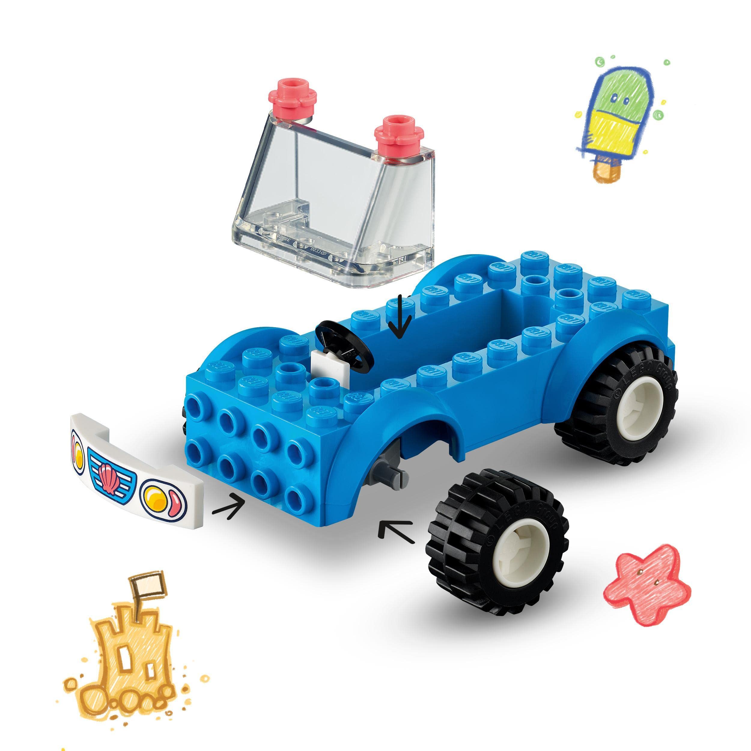 LEGO Friends Divertimento sul Beach Buggy con Macchina Giocattolo, Tavola da Surf, Mini Bamboline, Delfino e Cane, Giochi Estivi per Bambini e Bambine dai 4 Anni 41725