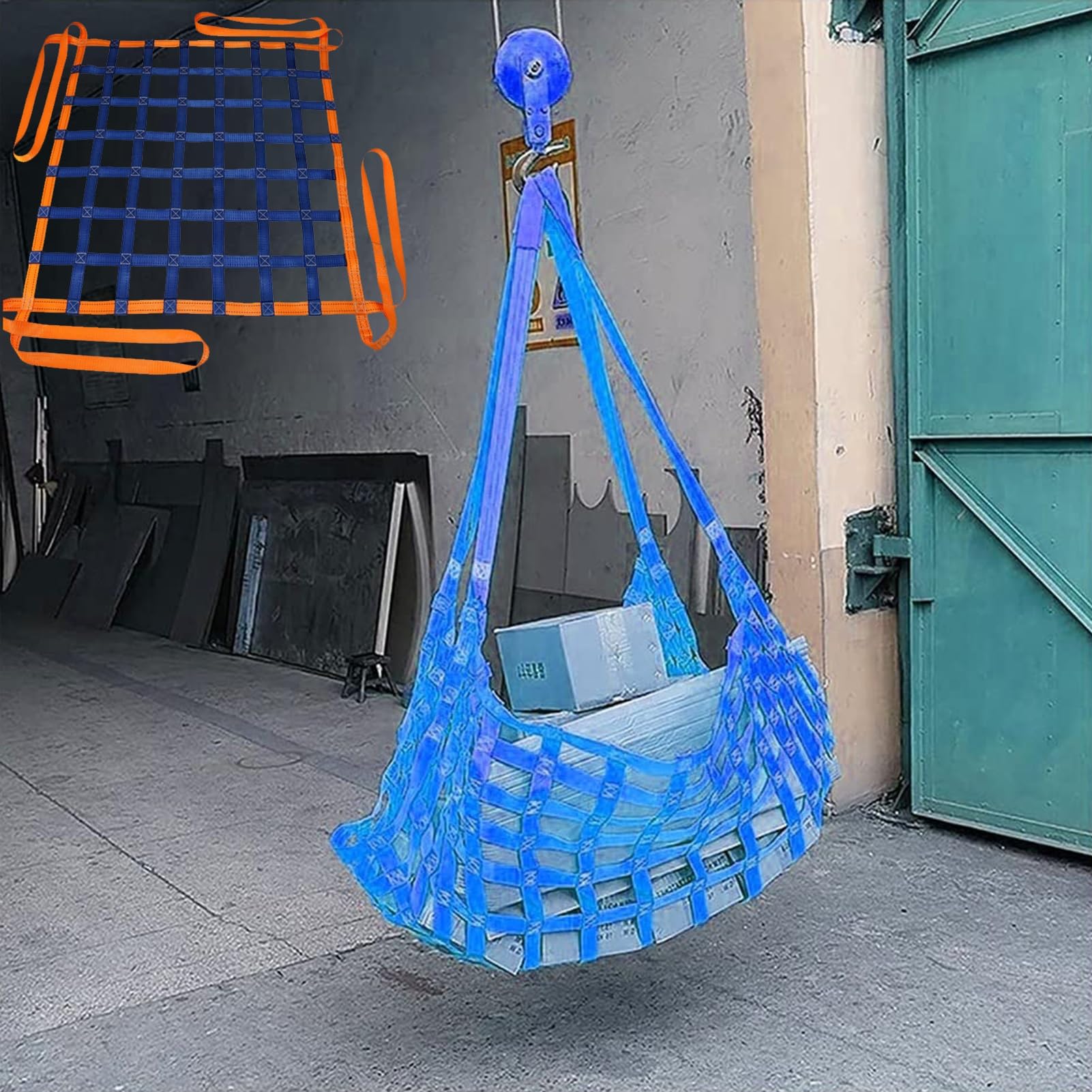 Red De Elevación De Eslinga De Poliéster Resistente Y Fuerte, Red De Carga Colgante Duradera Para Elevación, Para Herramientas De Carga Y Descarga Industriales, Correas De Red De Elevación De(3 X 3M/M
