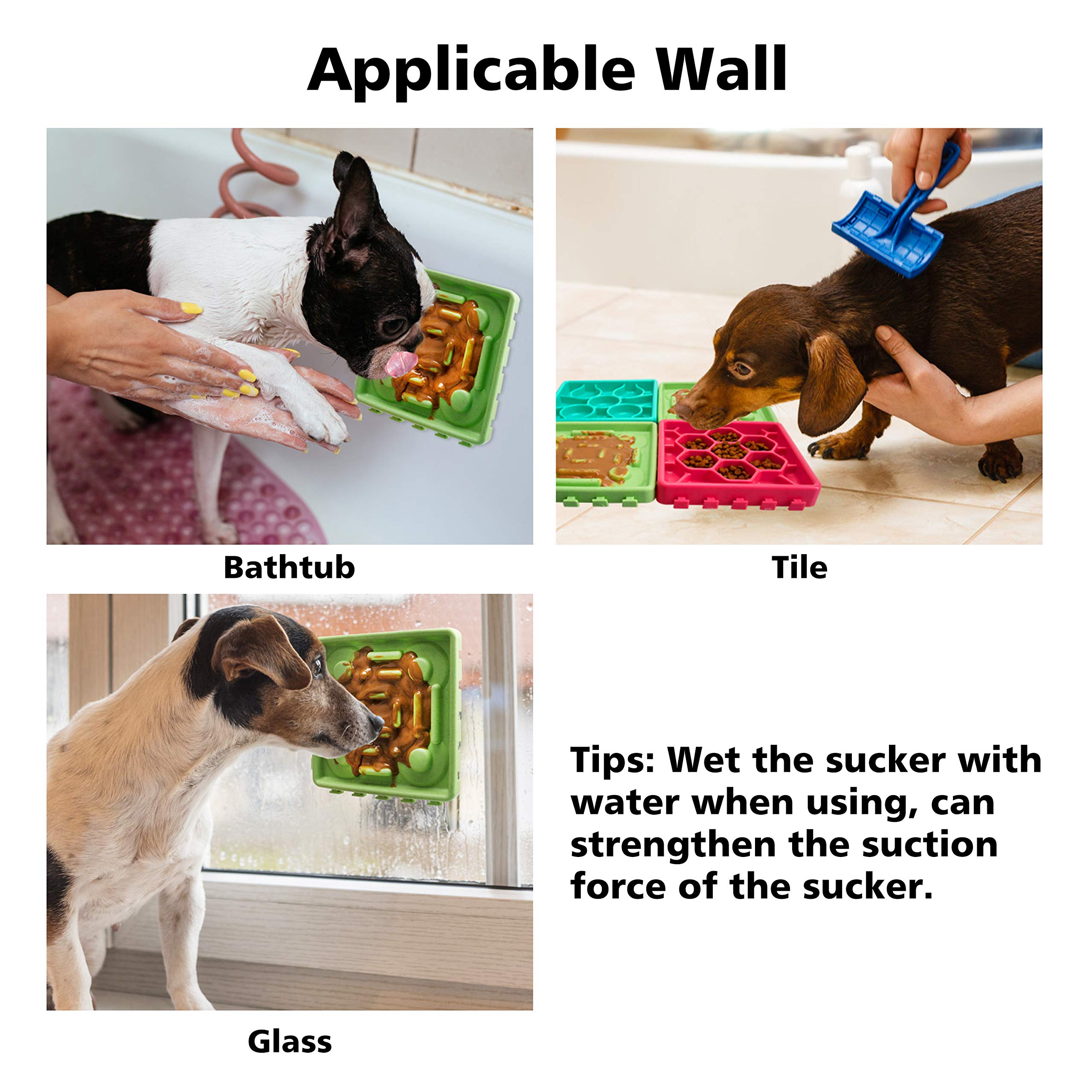 GAGILAND 4-in-1 Combined Dog Slow Feeder Lick Mat with Suctions Dog Bathing Grooming Distraction Slow Feed Tray Dog Snuffle Mat 3