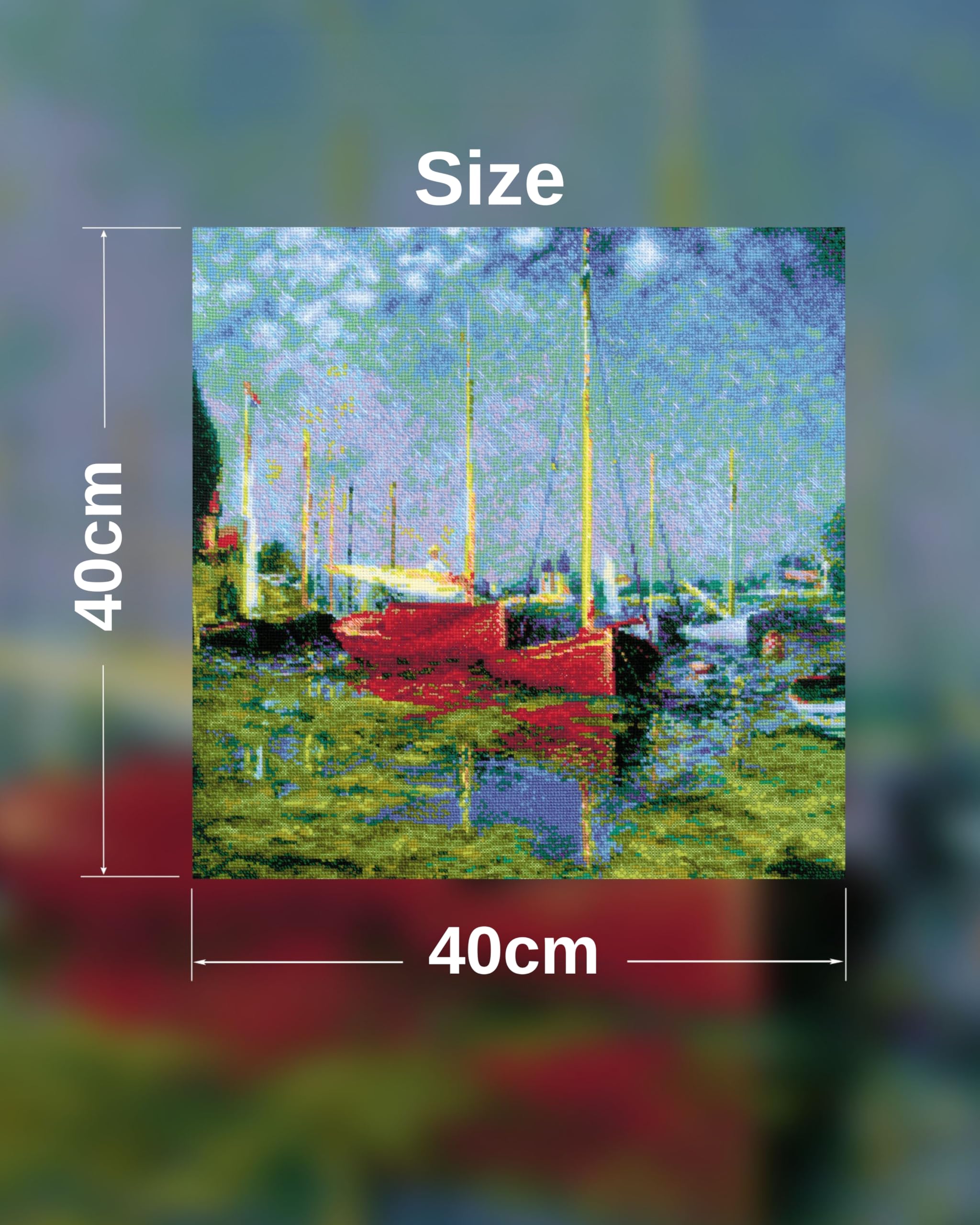 RIOLIS - Argenteuil secondo il dipinto di C. Monet 1779, Kit Punto Croce 40 x 40 cm, Kit Punto Croce per Principianti ed Esperti, Kit Ricamo Punto Croce per Adulti, Kit da Ricamo a Punto Contato