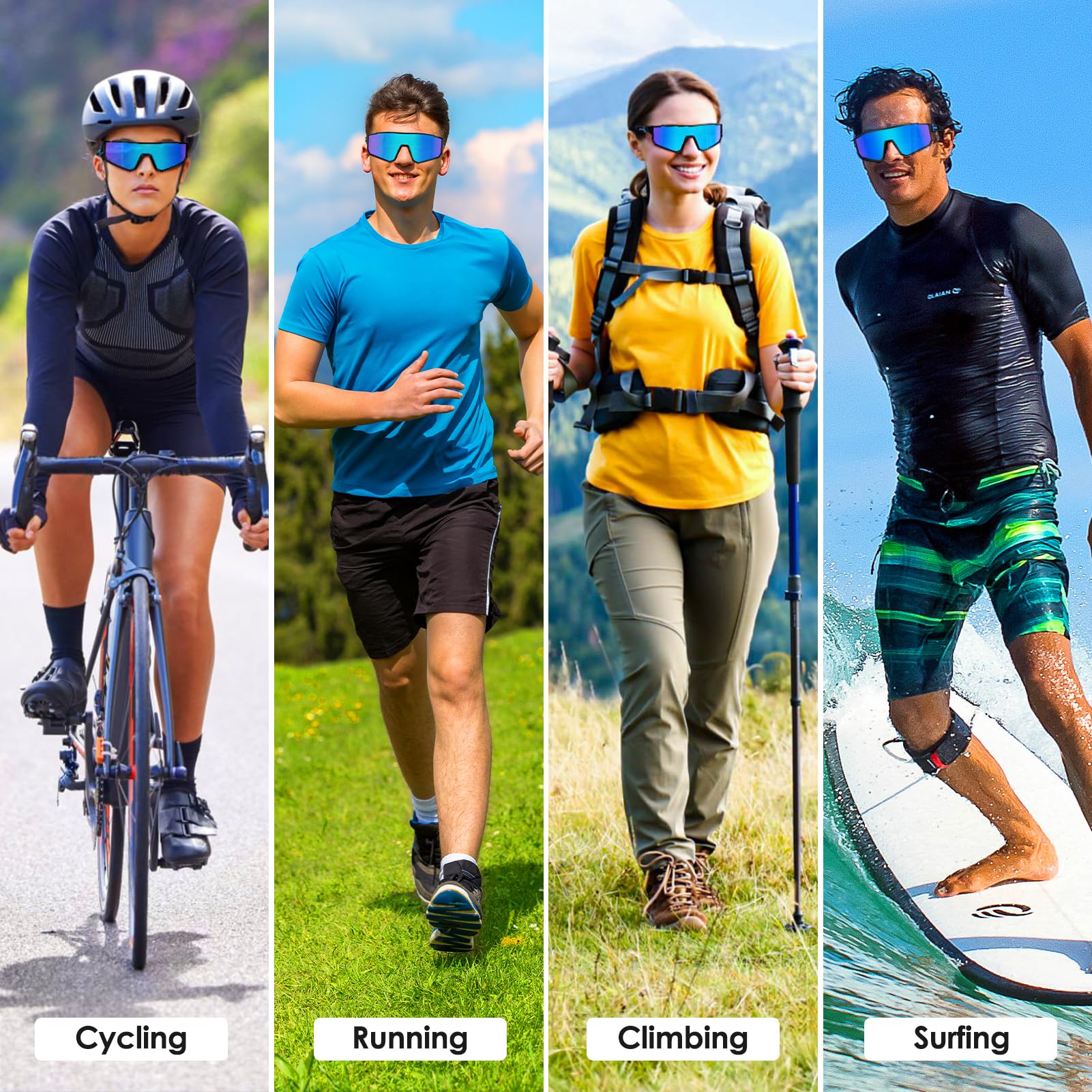 MELLIEX Occhiali da Sole Sportivi Uomo Donna, Occhiali Ciclismo Polarizzati, Occhiali Corsa con Protezione UV400, Occhiali Veloci Antiscivolo con Visione HD per MTB Strada Ciclismo Corsa