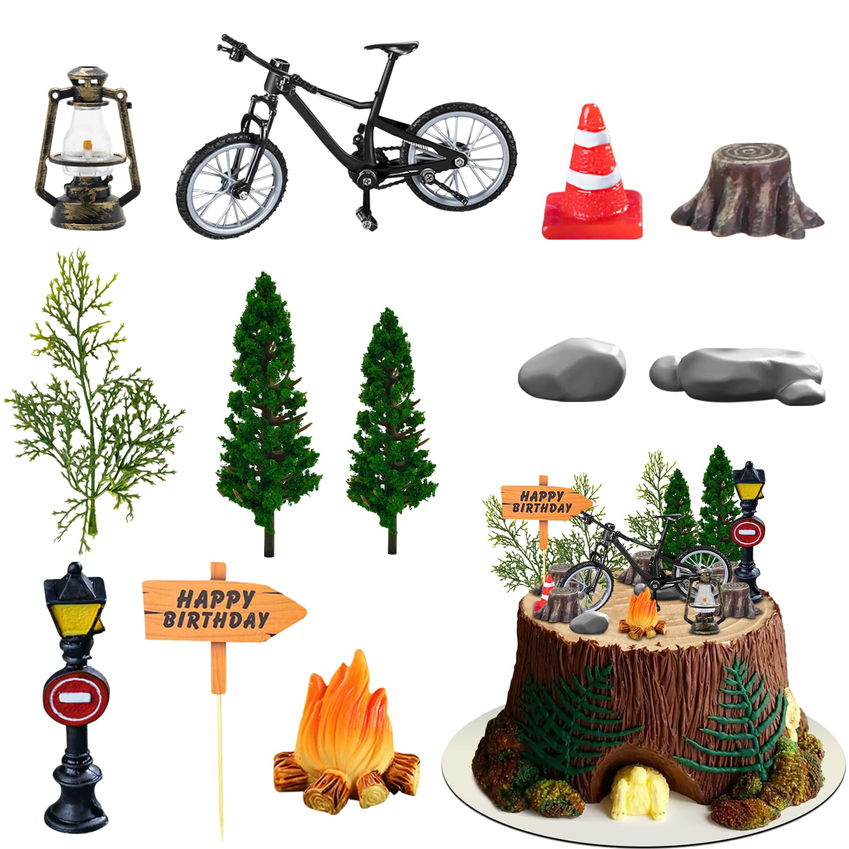 Knana 18Pcs Bicycle Cake Topper Bike Cake Decorations for Bicycle Themed Birthday Party Supplies