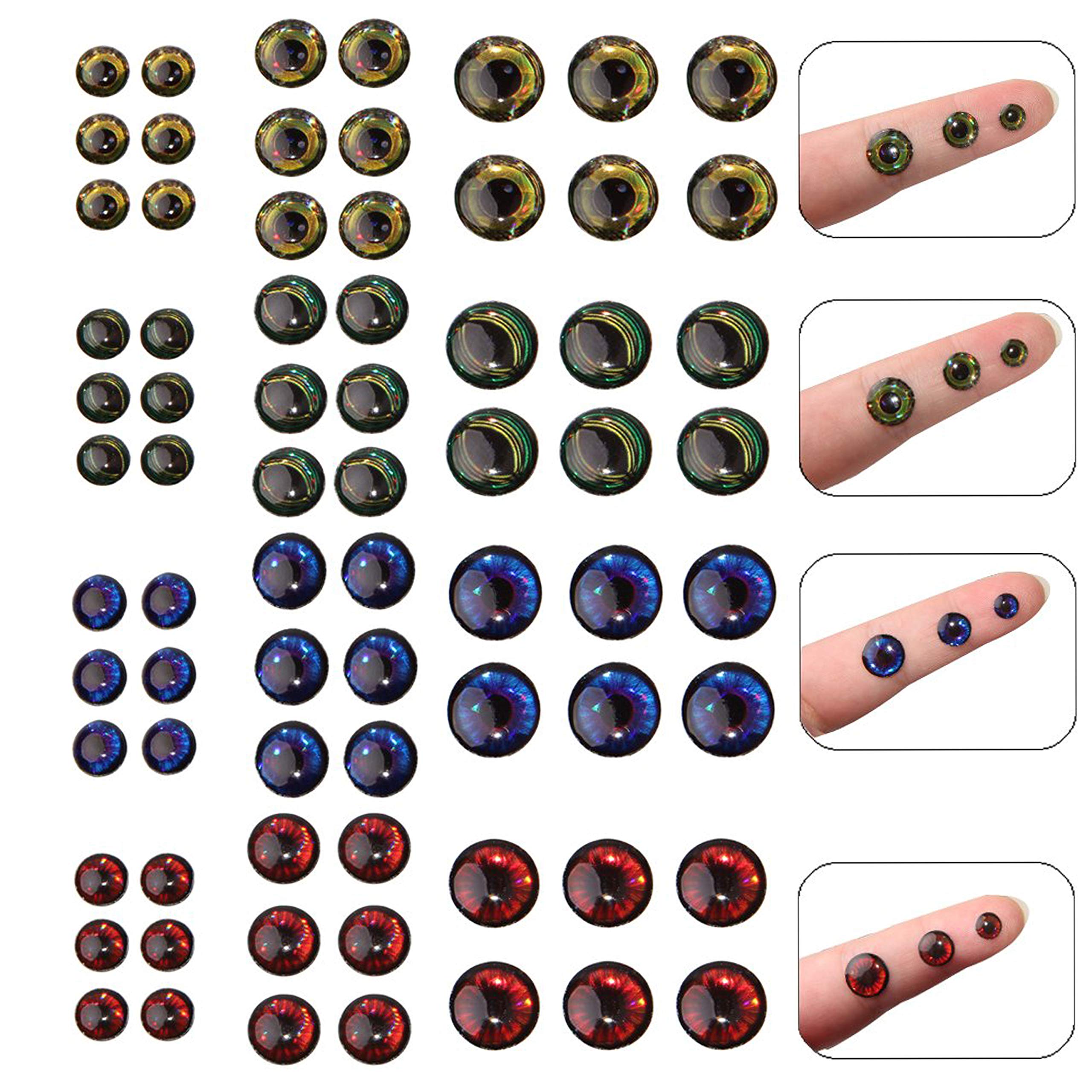 Fishing Lure Eyes, 3D/4D/5D Fly Tying Eyes Lifelike Artificial Realistic Epoxy Fishing Eye for Fishing Lure Making Kit Holographic Fishing Accessories for Fishing Baits DIY