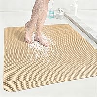 Vista 13 de Alfombrilla de ducha antideslizante: 35 x 24 pulgadas, extra grande para ducha interior, tapetes de ducha antideslizantes de PVC recortables, sin