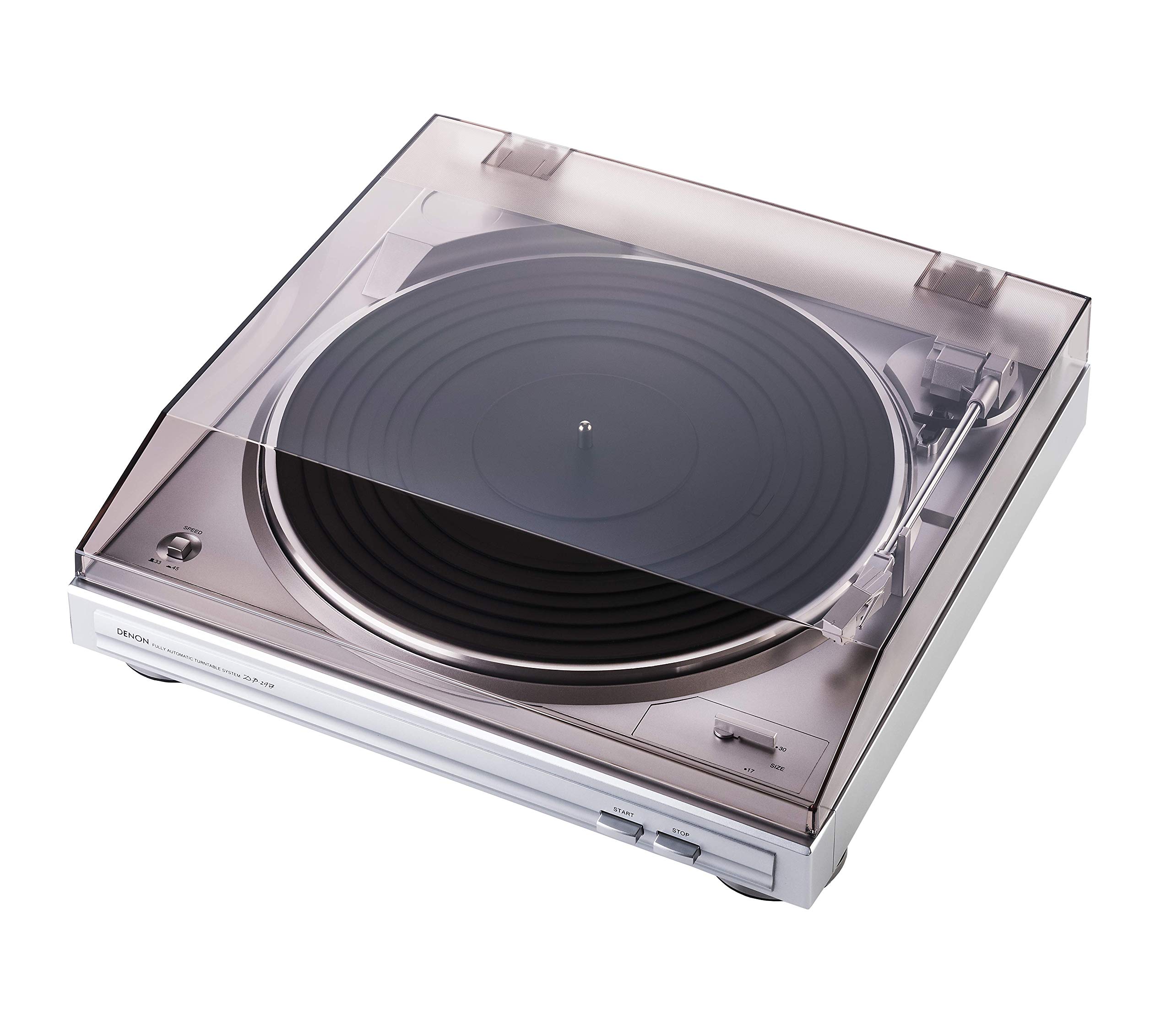 Denon DP-29 F Giradiscos Automático, Plata + Hama Cepillo de Fibras de Carbono para Vinilos (Limpieza Antiestática), Negro/Plata