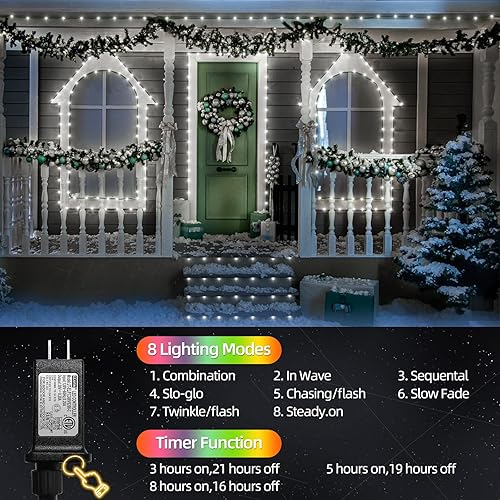 Miniatura 3 de Anycosy Decoración de luces de Navidad, 1000 luces LED de Navidad para decoración al aire libre, luces parpadeantes con 8 modos para árbol de