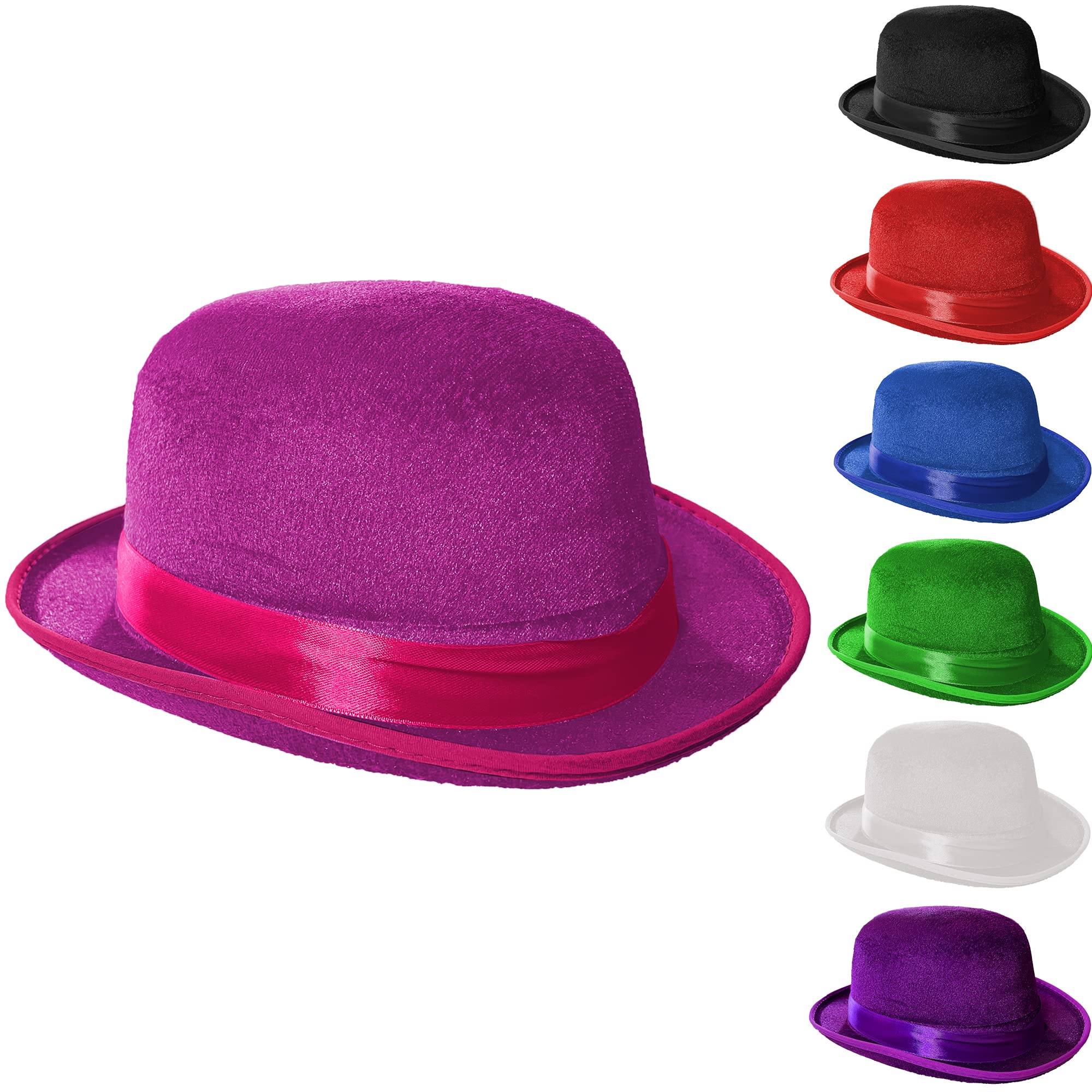 Sombrero Bombin Chistera de Fieltro para Adulto, Gorro Payaso para Disfraces de Halloween Carnaval y Fiestas, Talla única 55-58cm