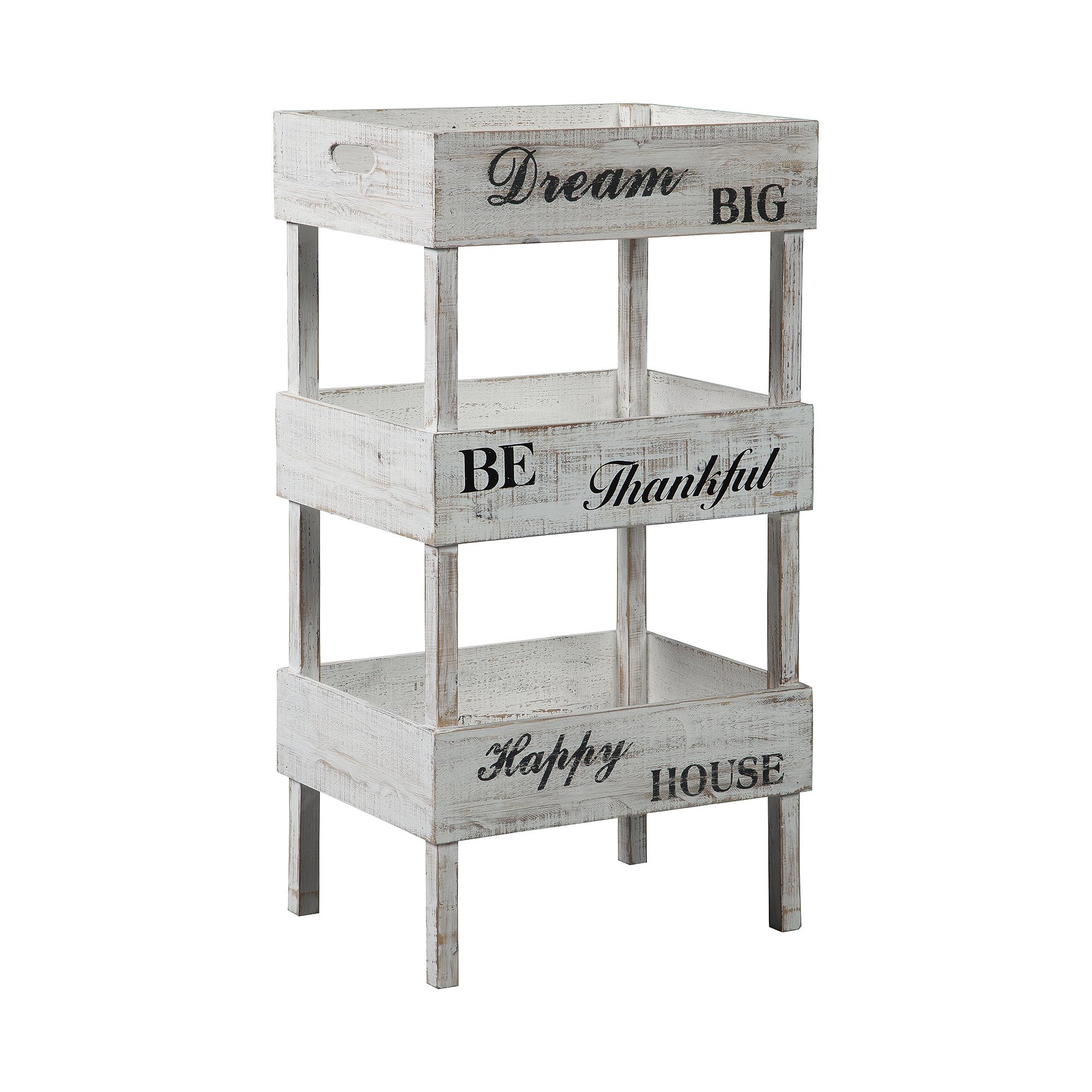 SIGNATURE DESIGN BY ASHLEY Mensola Yulton Farmhouse Con Vassoi - Bianco Anticato, 3 Ripiani In Legno, 45,7x33x87 Cm