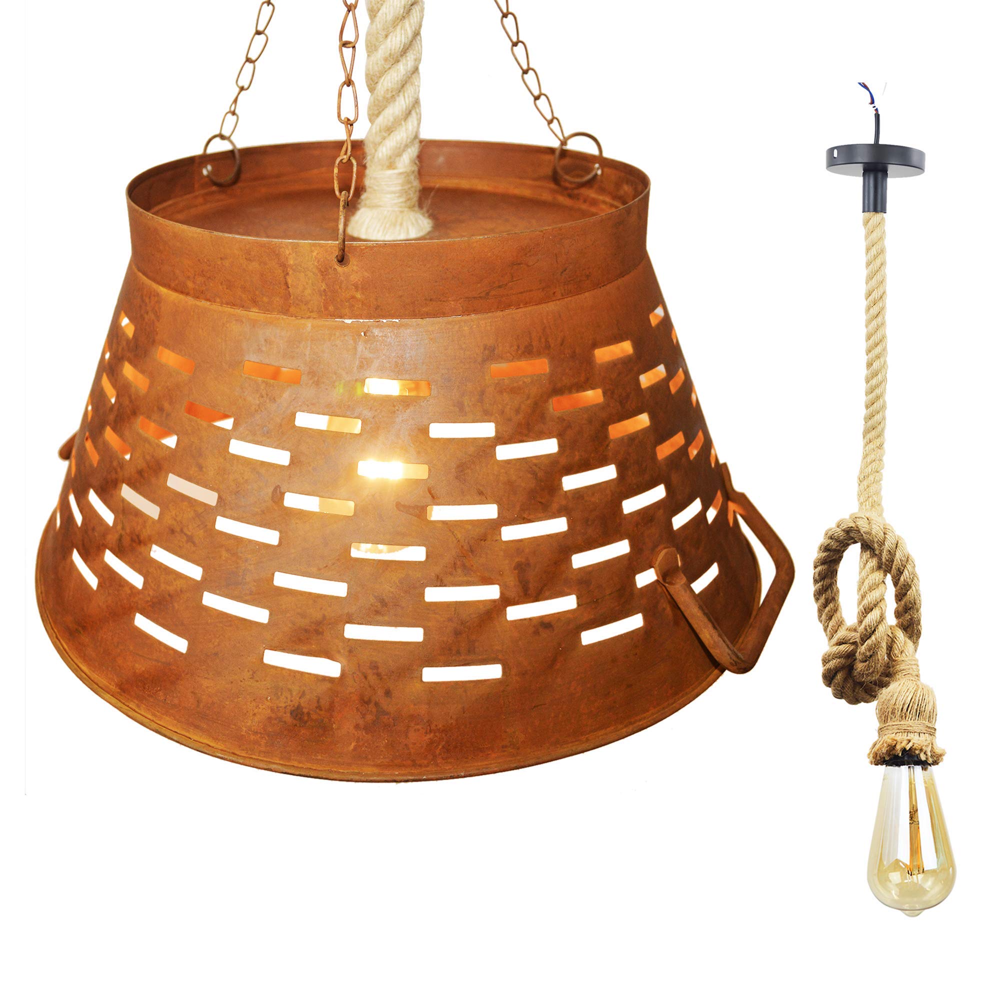 Buy GRILA Farmhouse Kitchen Pendant Light Set Rustic Olive Colander