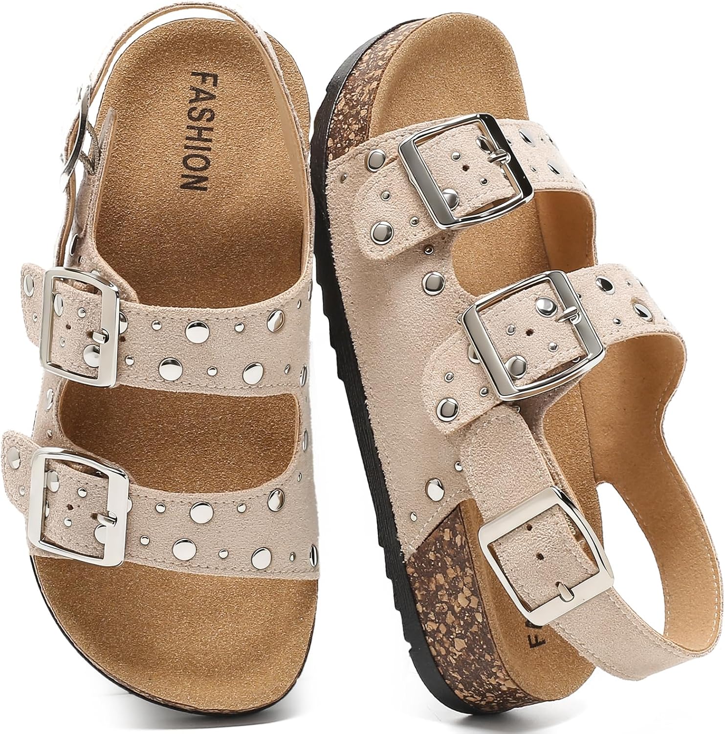 Womens Comfort Sandals With Soft Cork Footbed & Memory Foam Insole, Men Sandals with Back Strap Lightweight Non-Slip Slingback Slides For Summer Beach Outdoor 2026