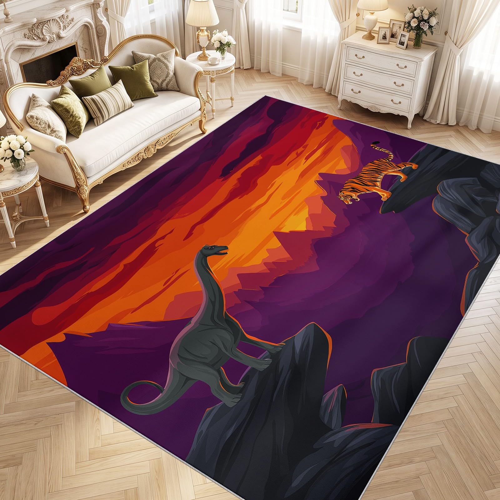 Alfombra de dinosaurio antideslizante para evitar suelos frios en el cuarto