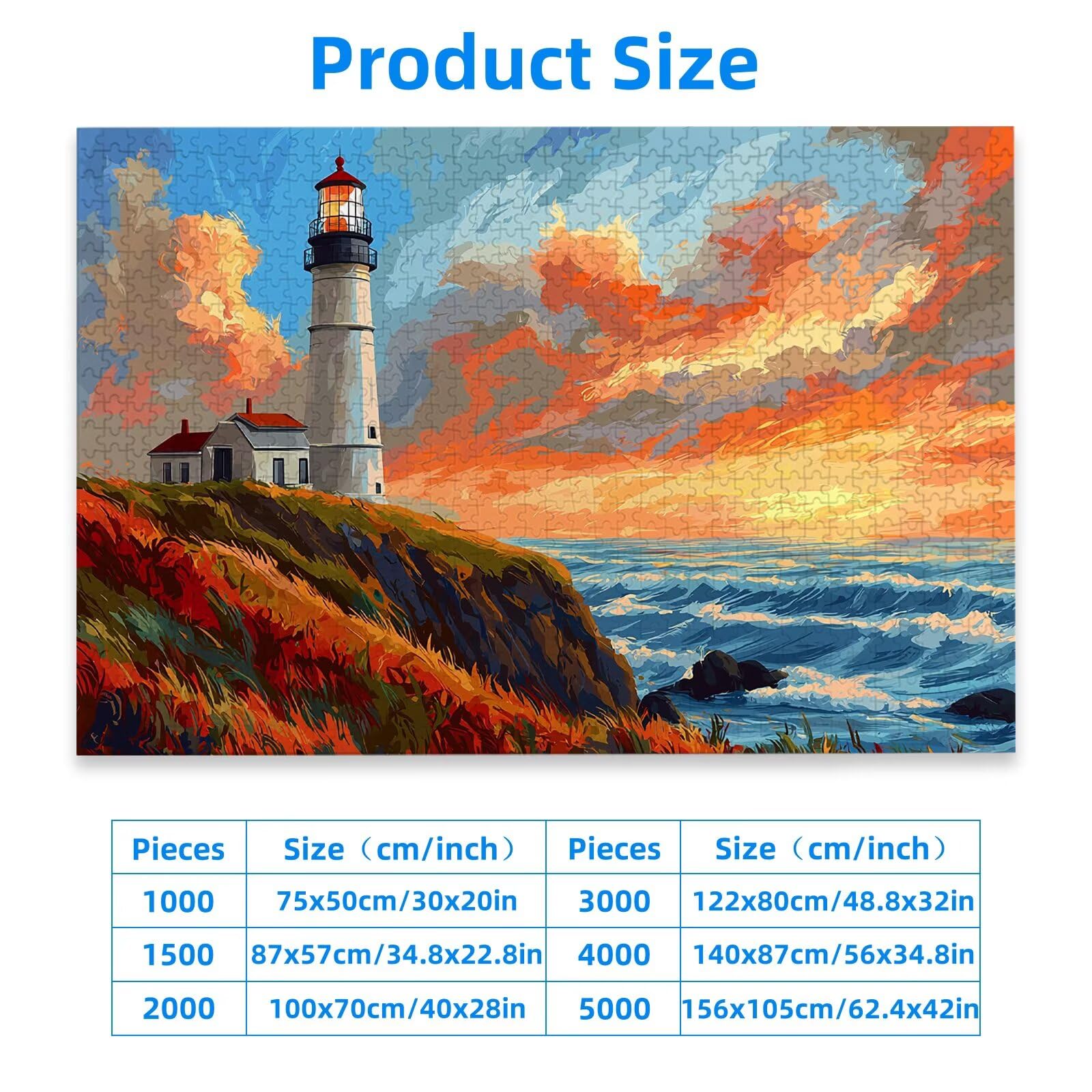 Puzzle de 2000 Piezas para Adultos, Paisaje Puzzle 2000 Piezas, Faro Rompecabezas Adultos con Caja, Medidas: 100x70 cm, Rompecabezas Madera para Toda la Familia, Home Decoration, Regalo Mujer, -1585