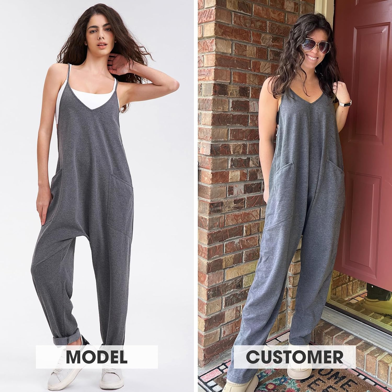EXLURA Womens Casual Summer Jumpsuits 2026 Romper Bib Outfits Beach Vacation Denim Trendy Fashion Overalls with Pockets - Image 2