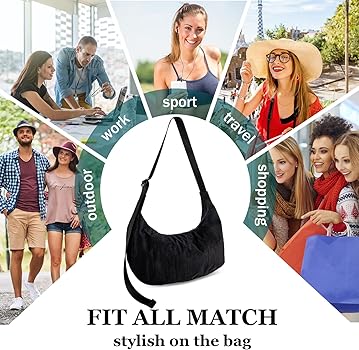 Small Nylon Crescent Shoulder Bag for Women Men,Fashionable