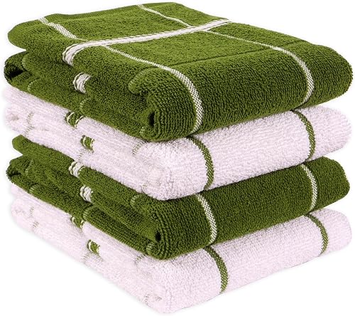 MALLOWEX Juego de 4 paños de cocina de rizo de 16 x 26 pulgadas, paños de cocina súper suaves y absorbentes, trapos de cocina 100% algodón para