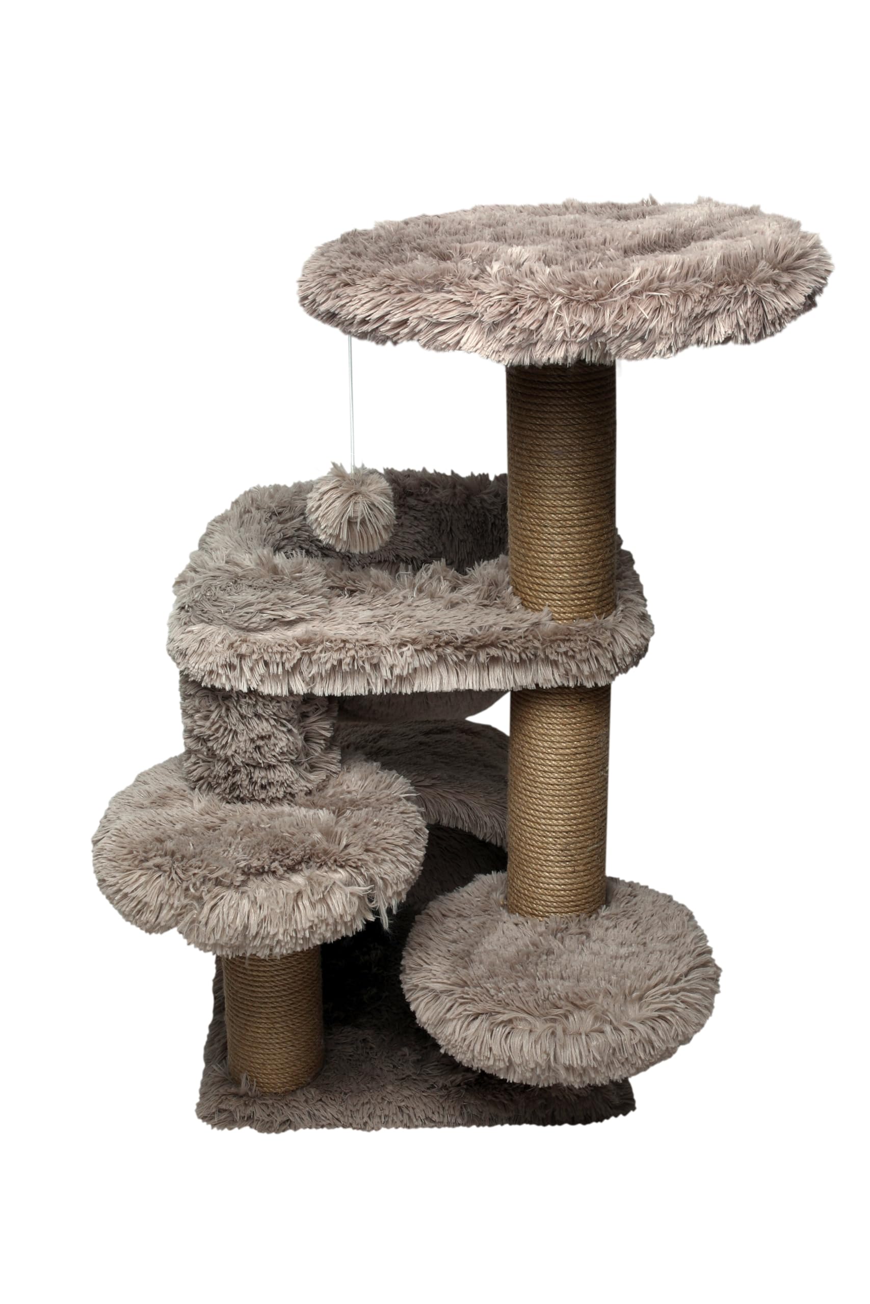 Grattoir pour chat beige à plusieurs niveaux en peluche confortable