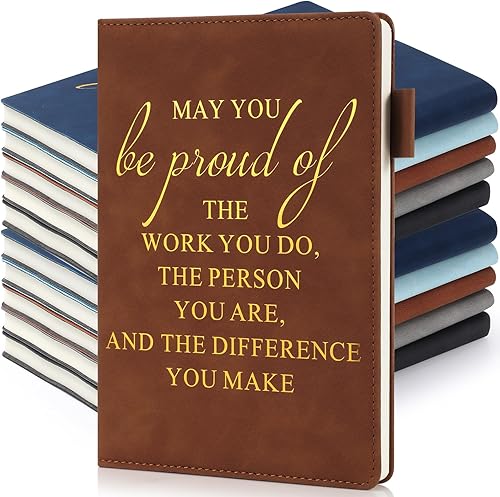 Miniatura 1 de Roowest 20 cuadernos de cuero A5 con texto en inglés "May You Proud of The Work", regalos de agradecimiento a granel para equipo de Navidad,