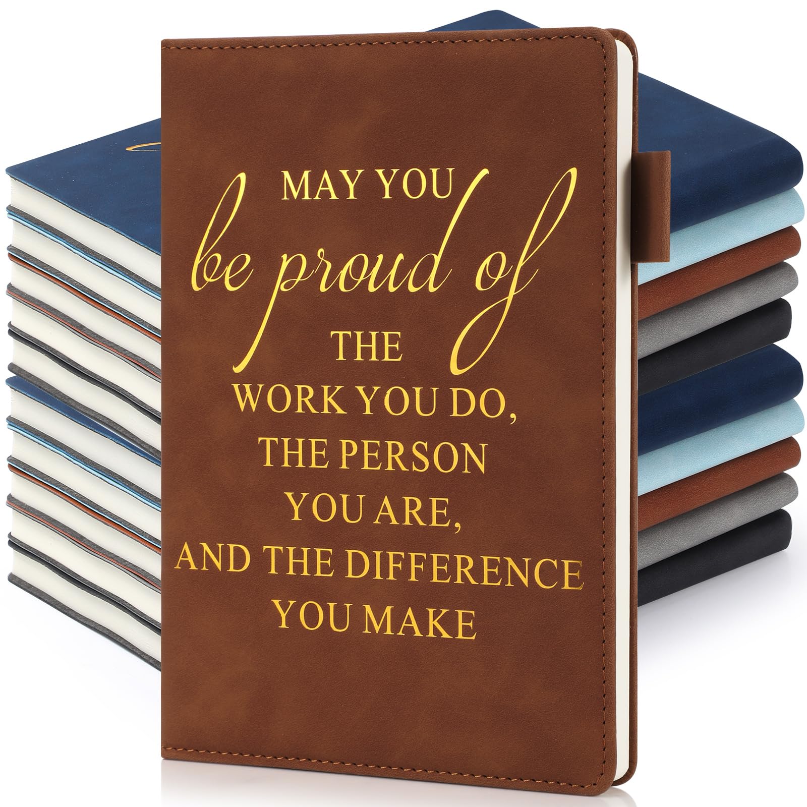 Roowest 20 Pcs Employees Appreciation Gifts A5 Leather Notebooks May You Proud of The Work Journals Bulk Thank You Gifts for Team Coworker Volunteers Teachers Social Worker Secretary(Classic)