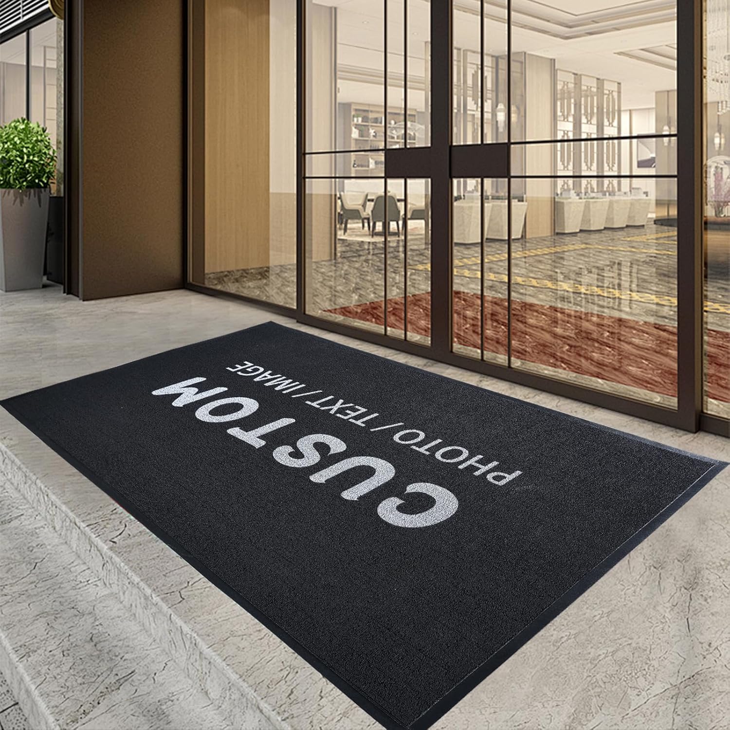 Personalized Doormat Commercial Floor Mat Custom Rugs with Logo Entryway Welcome Carpet Non Slip Washable Area Rug with Any Logo Size Color for Hotel Office Outdoor